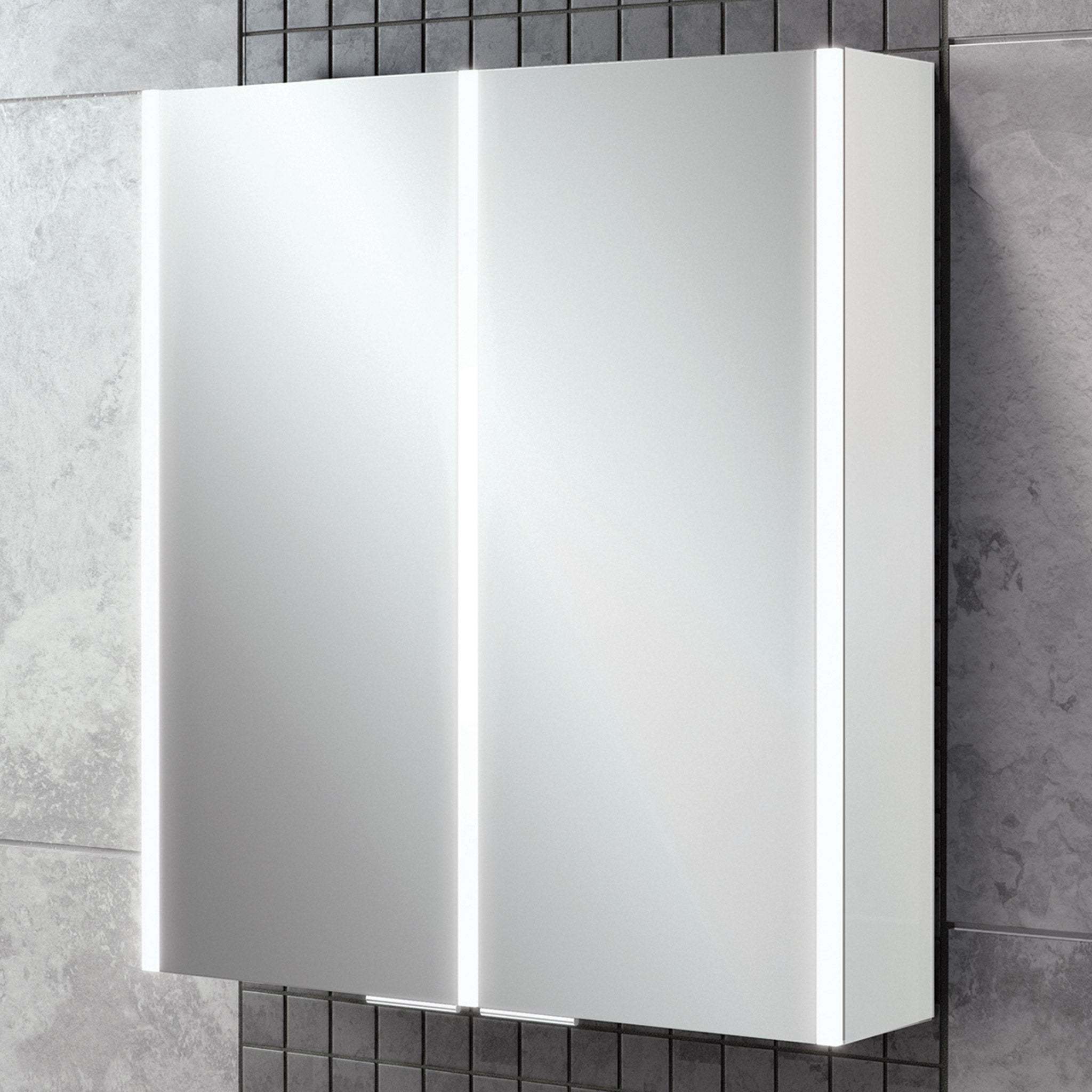 HiB Xenon 60 LED Aluminium Mirror Cabinet 60.5 x 70cm