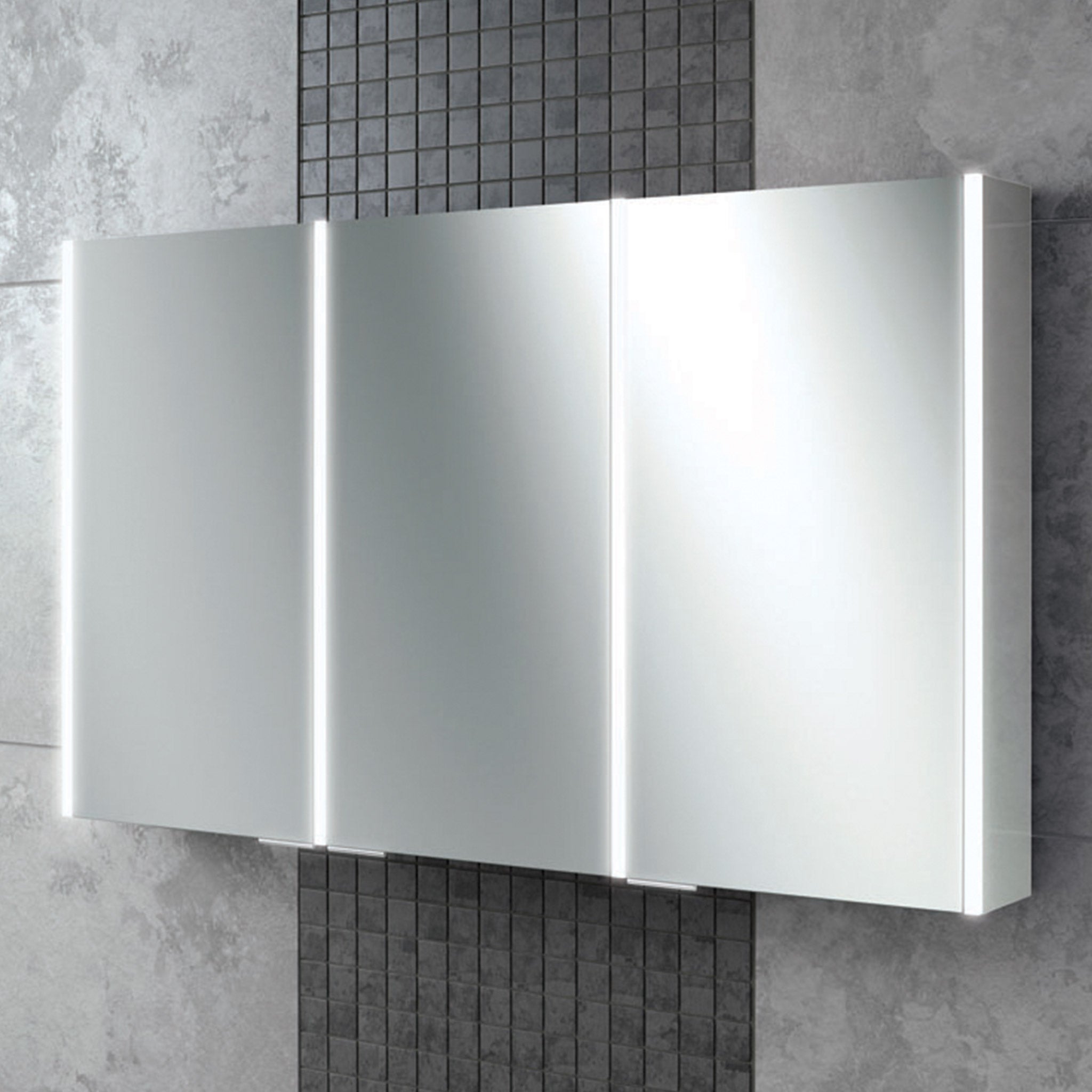 HiB Xenon 120 LED Aluminium Mirror Cabinet 120.5 x 70cm
