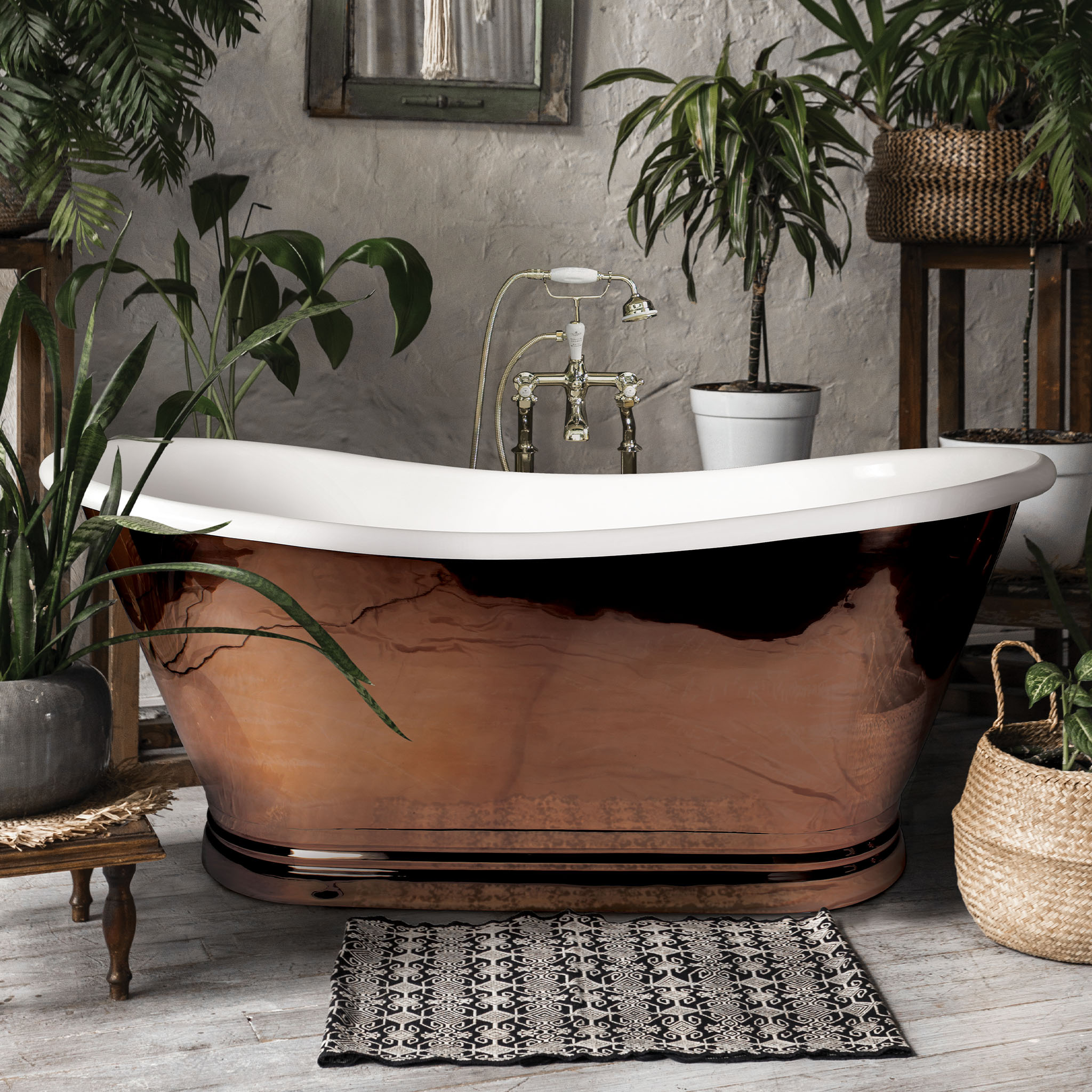 BC Designs Copper Enamel Double Ended Roll Top Bath