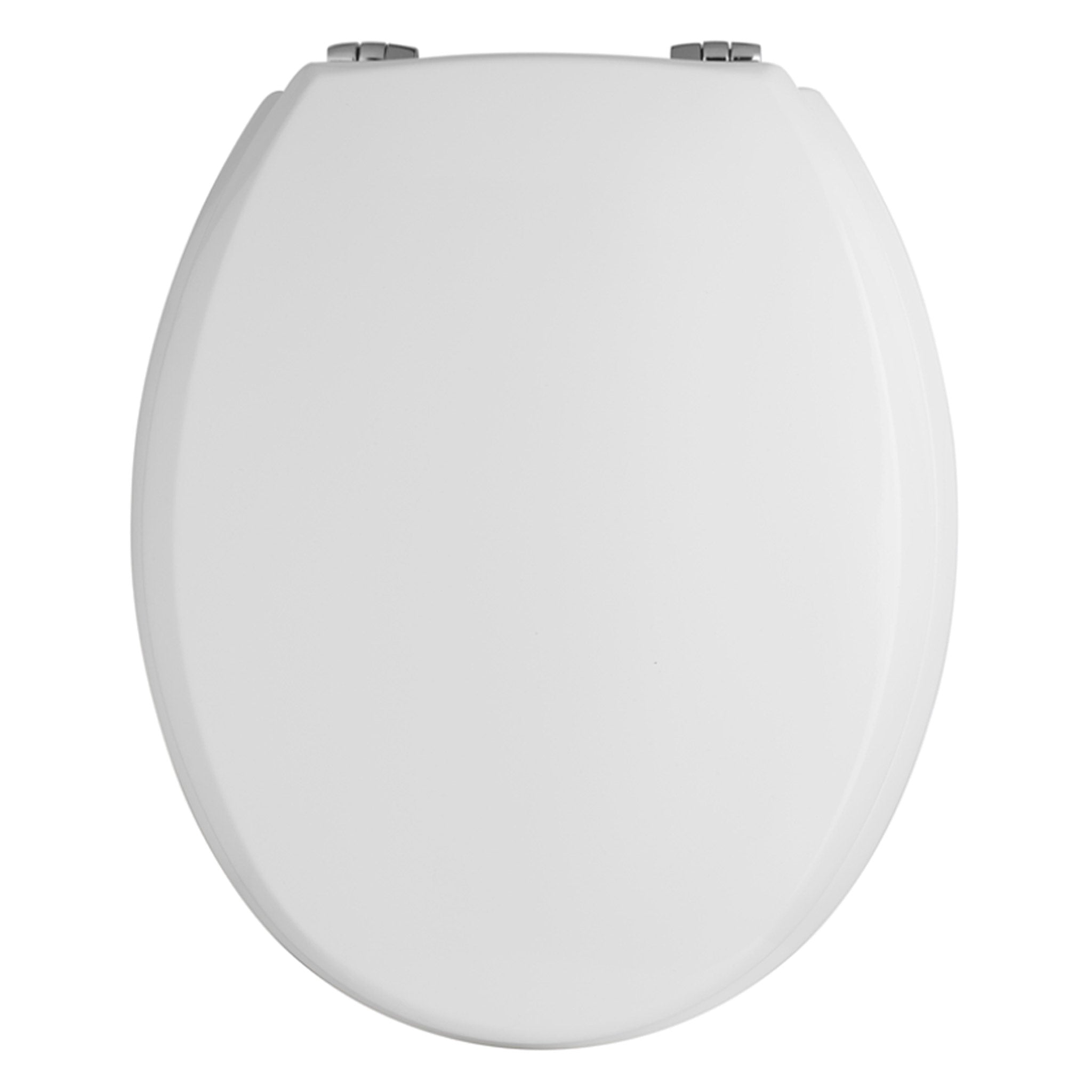 Bayswater White Wooden Toilet Seat - Chrome Hinges