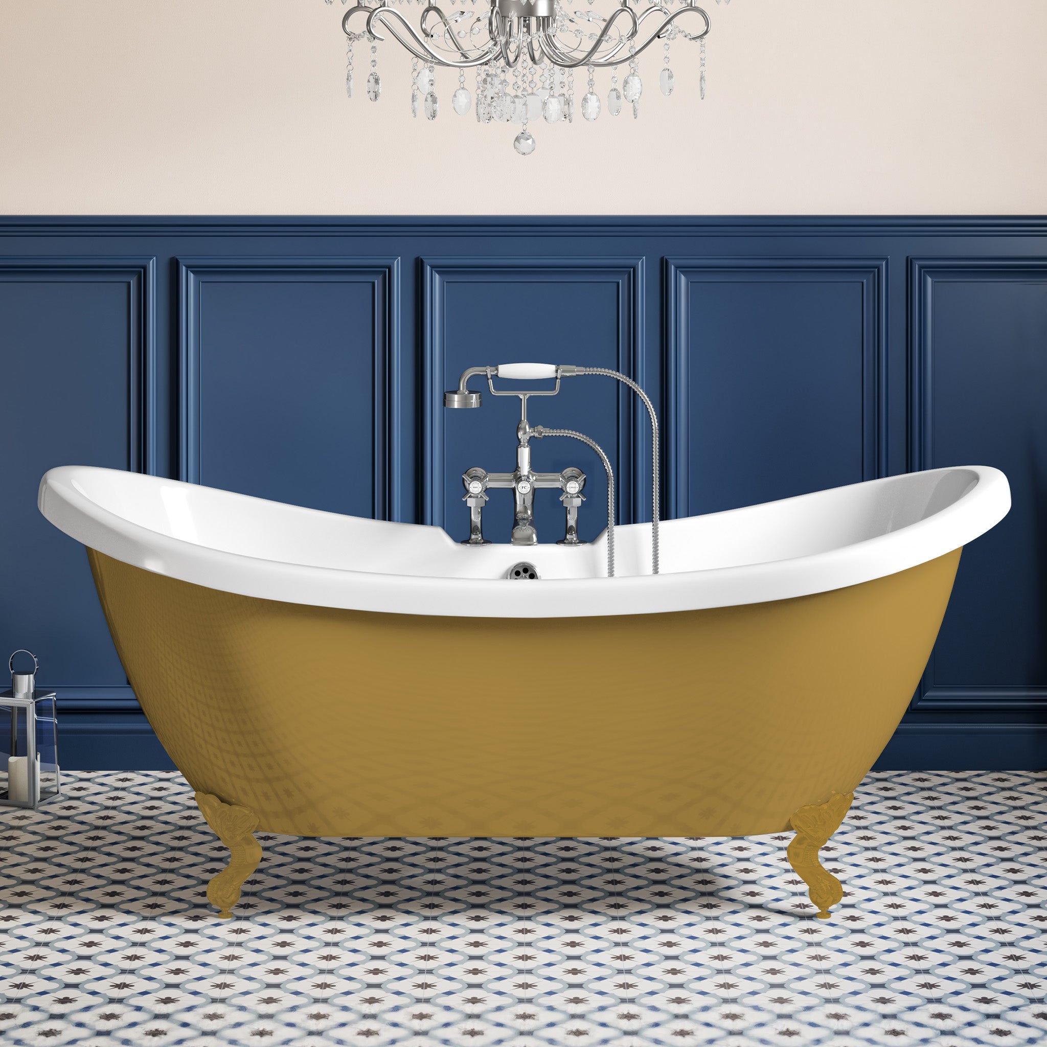 MyLife Traditional 1750mm Freestanding Acrylic Double Slipper Bath & Feet