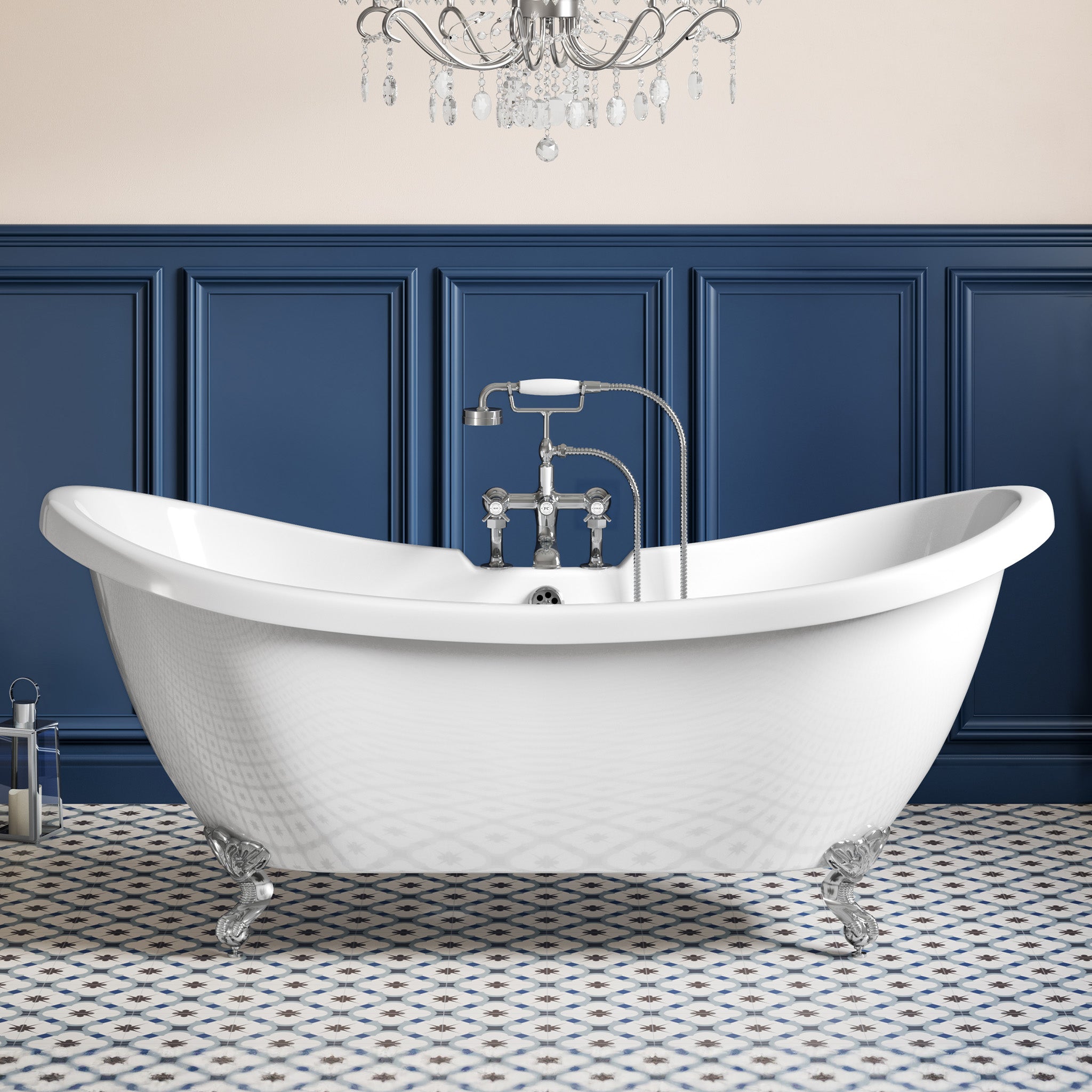 MyLife Traditional 1750mm Freestanding Acrylic Double Slipper Bath & Feet