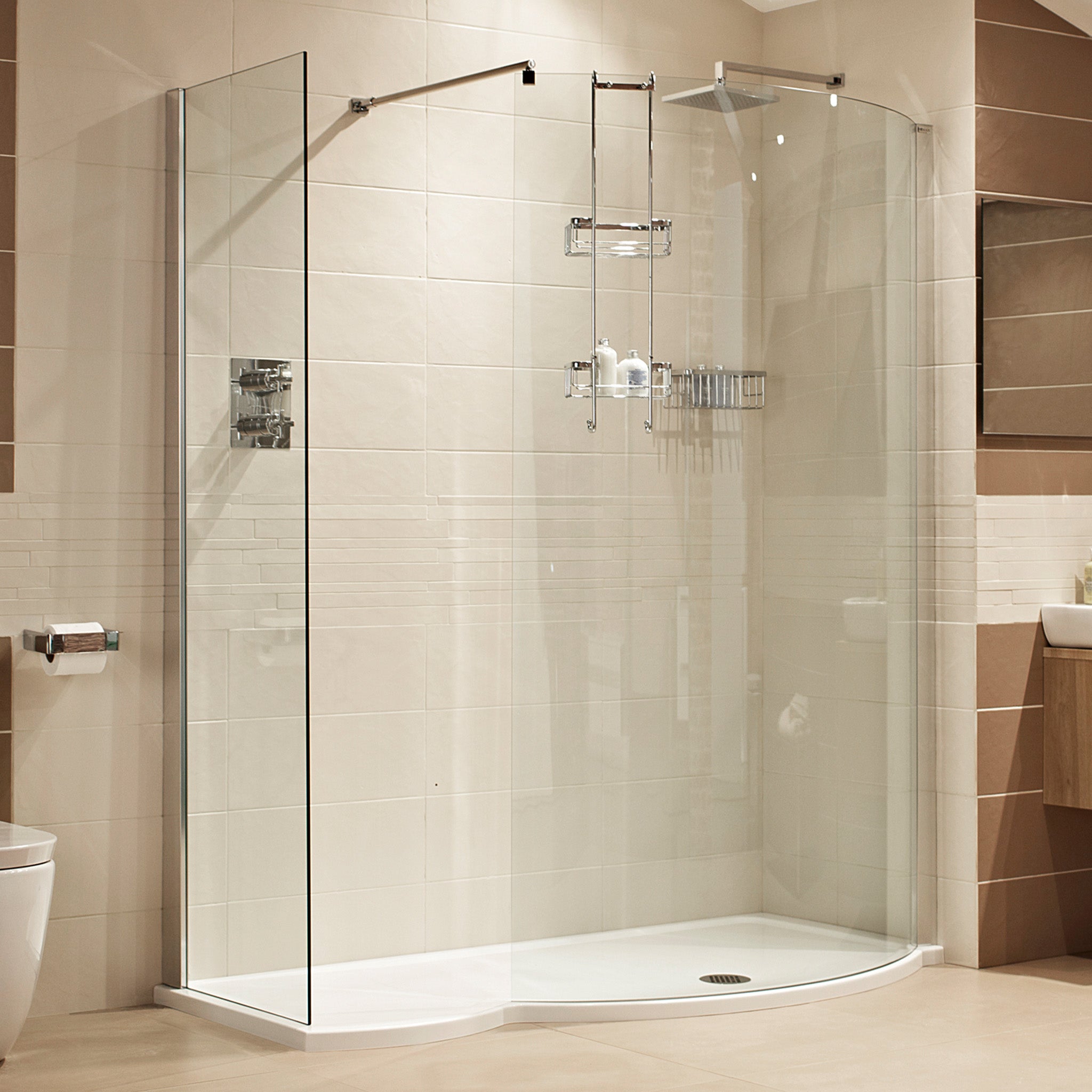 Roman Innov8 Curved Walk-In Shower Enclosure (Without Tray)