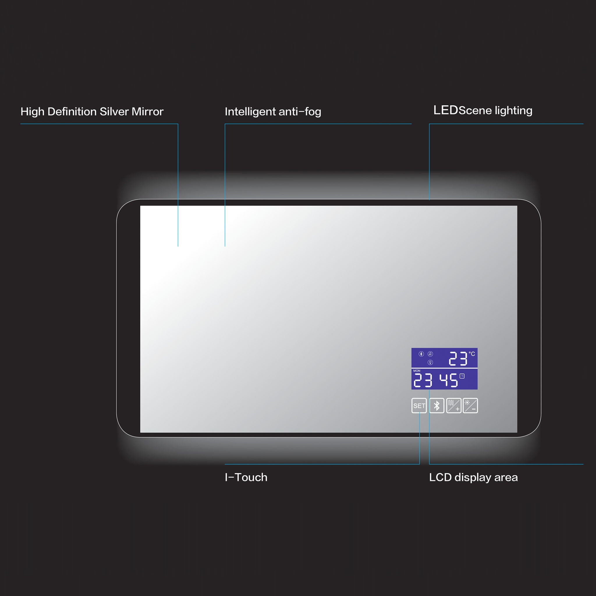 JTP DB1 Digital Bluetooth LED Mirror 900 x 500mm