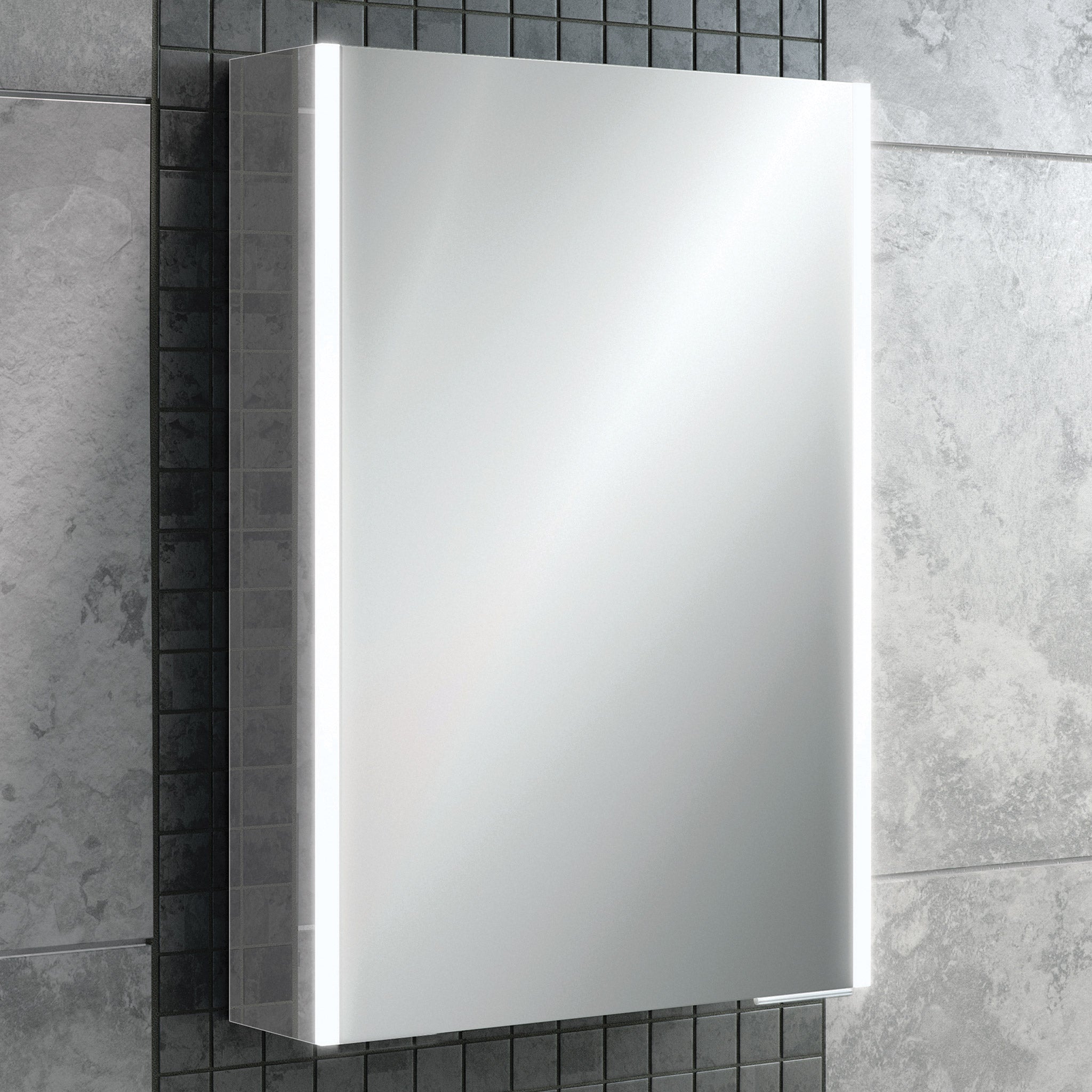 HiB Xenon 50 LED Aluminium Mirror Cabinet 50.5 x 70cm