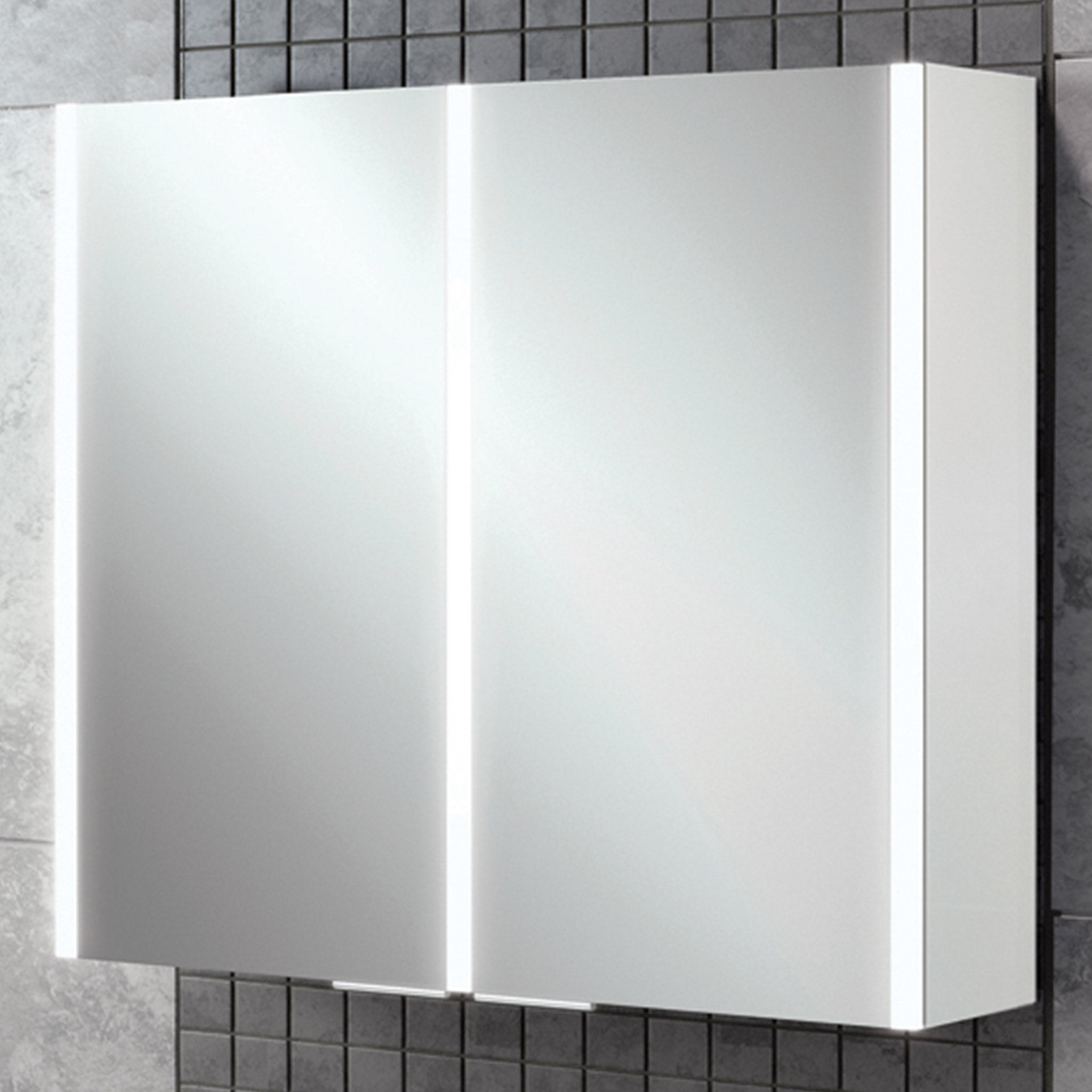 HiB Xenon 80 LED Aluminium Mirror Cabinet 82 x 70cm