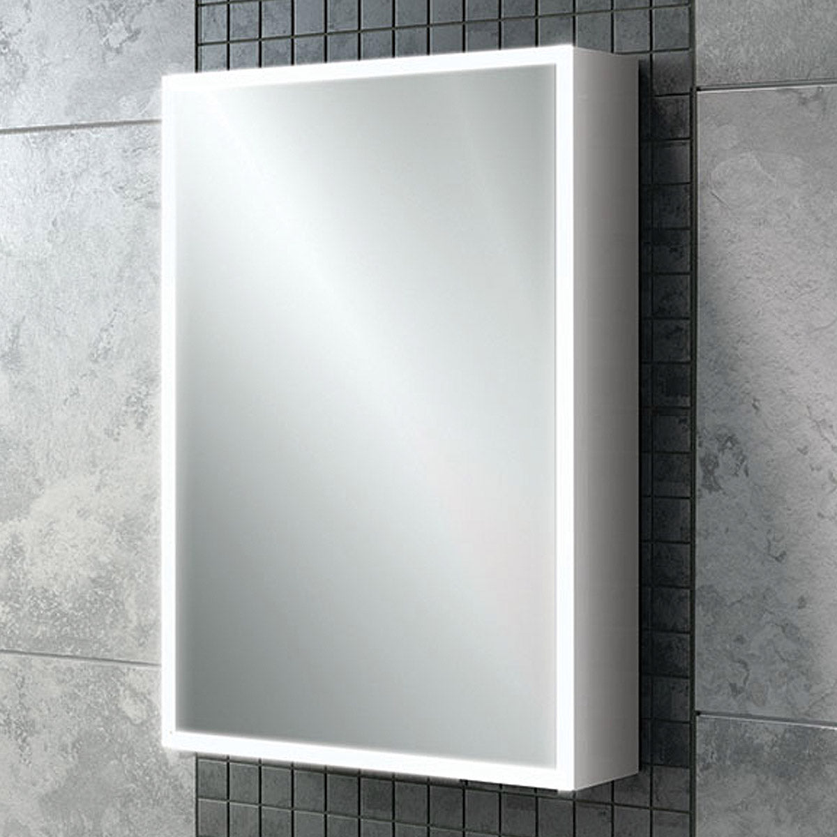 HiB Qubic 50 LED Aluminium Mirror Cabinet 50 x 70cm