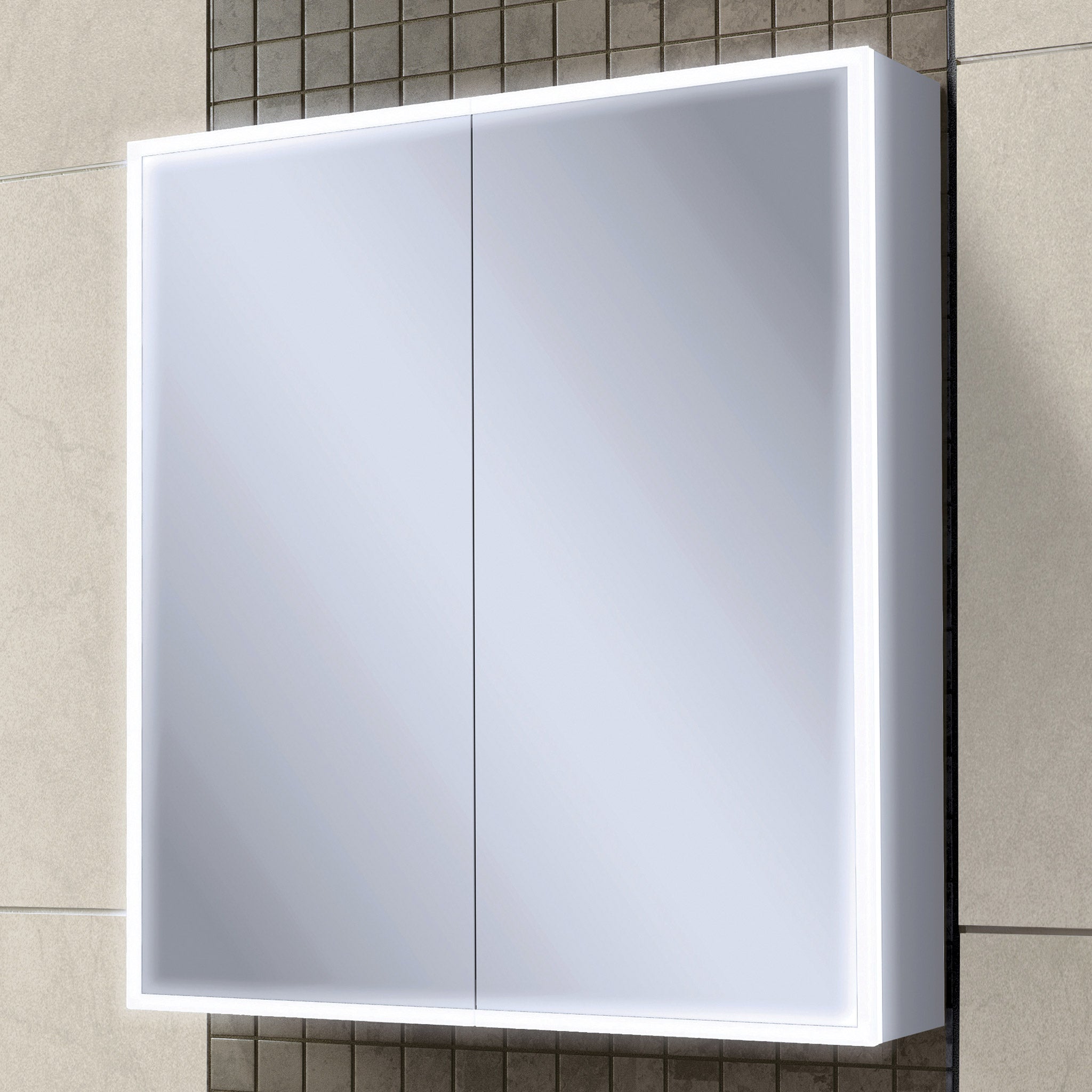 HiB Qubic 60 LED Aluminium Mirror Cabinet 60 x 70cm