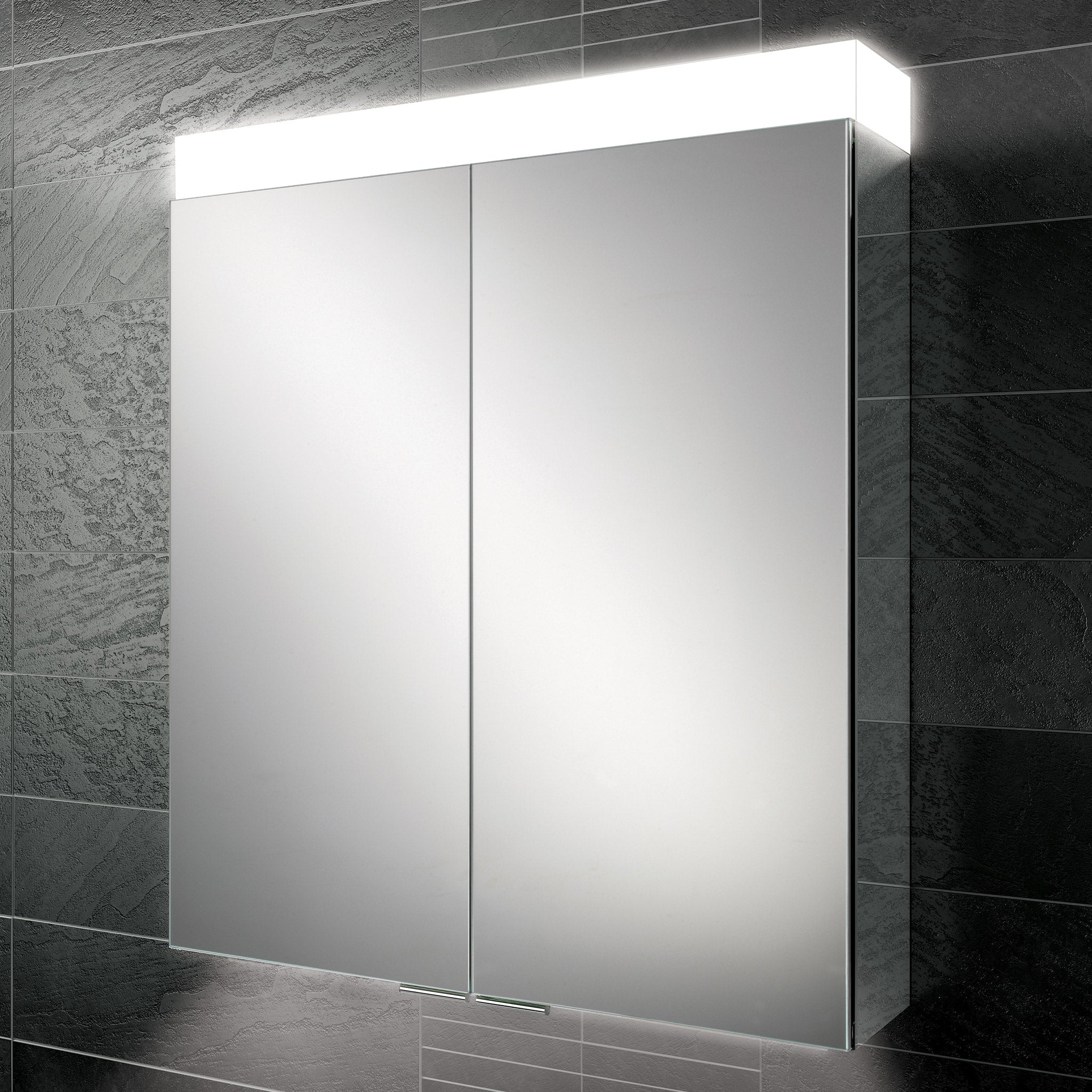 HiB Apex 80 LED Aluminium Mirror Cabinet 80 x 75cm