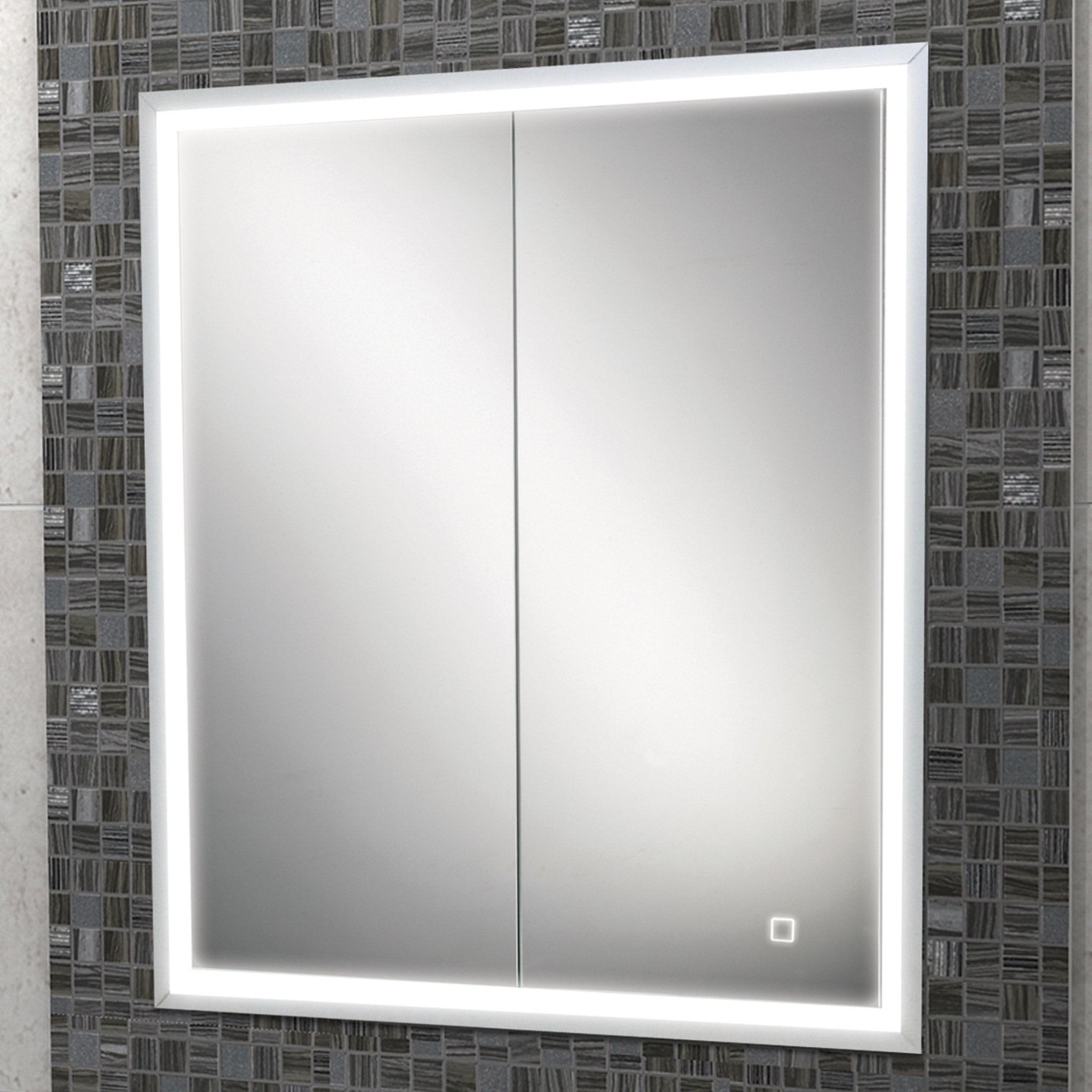 HiB Vanquish 60 LED Demisting Recessed Aluminium Mirror Cabinet 63 x 73cm
