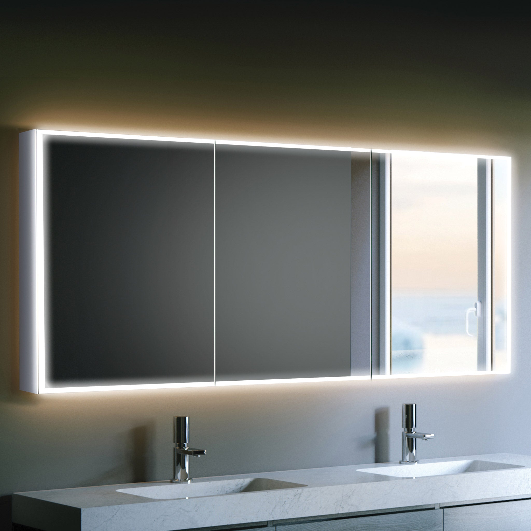 HiB Qubic 120 LED Aluminium Mirror Cabinet 120 x 70cm