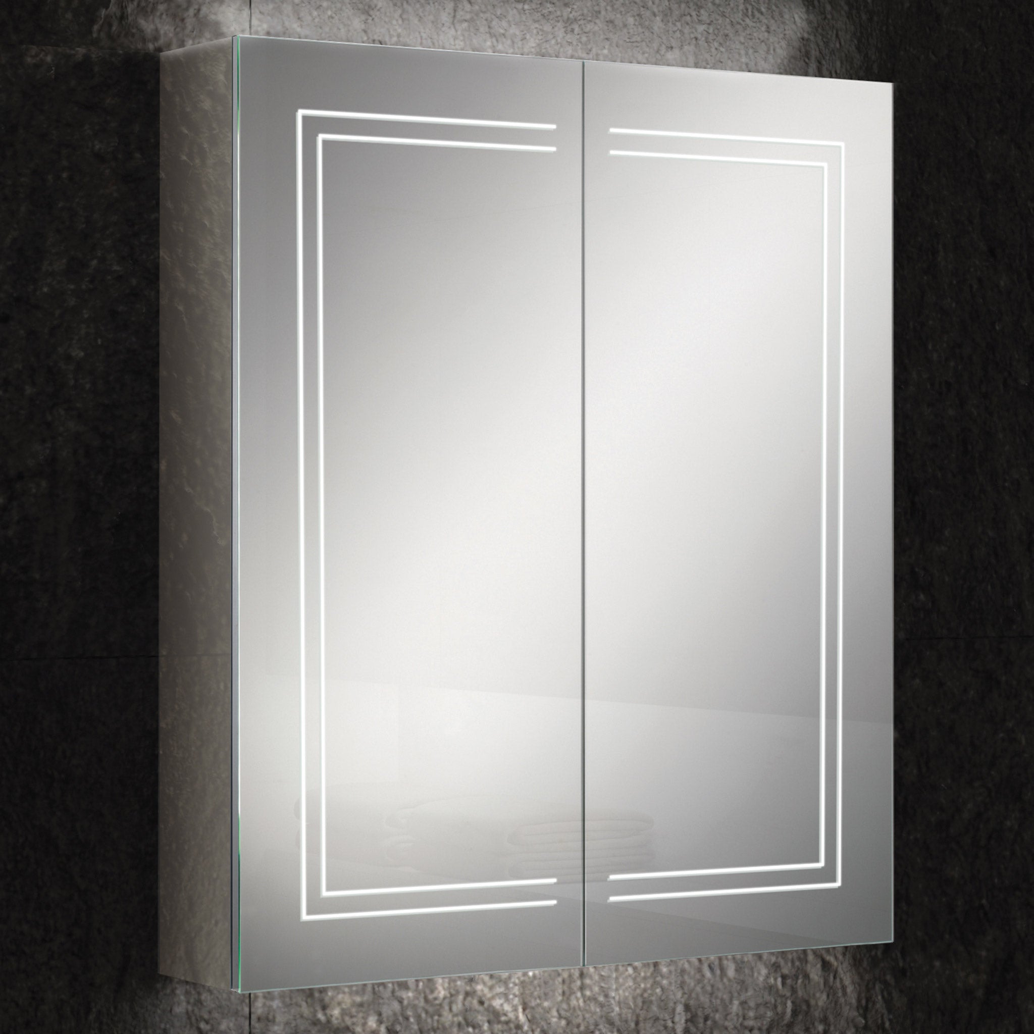HiB Edge 60 LED Demisting Aluminium Mirror Cabinet 60 x 70cm