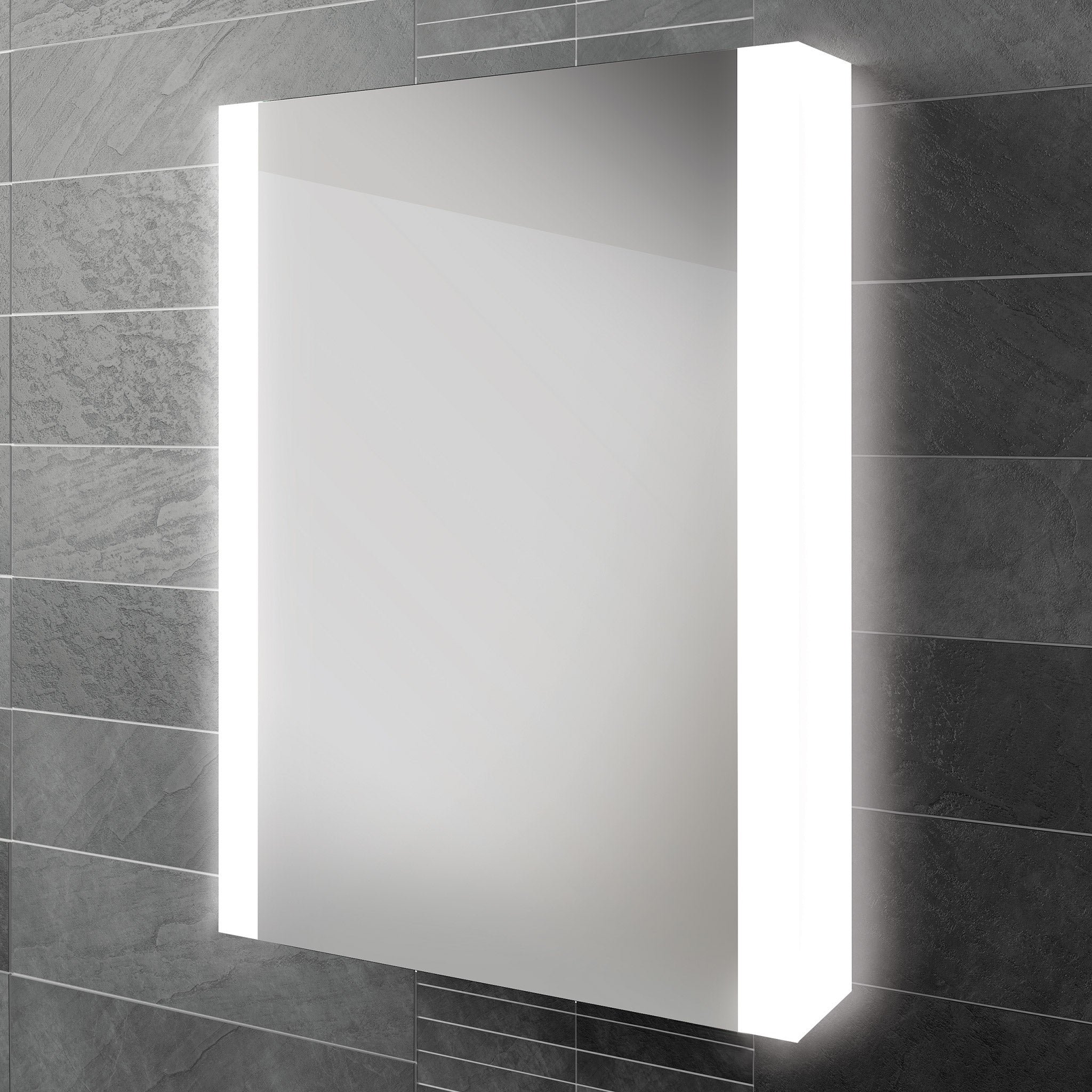 HiB Paragon 50 LED Demisting Aluminium Mirror Cabinet 56.4 x 70cm