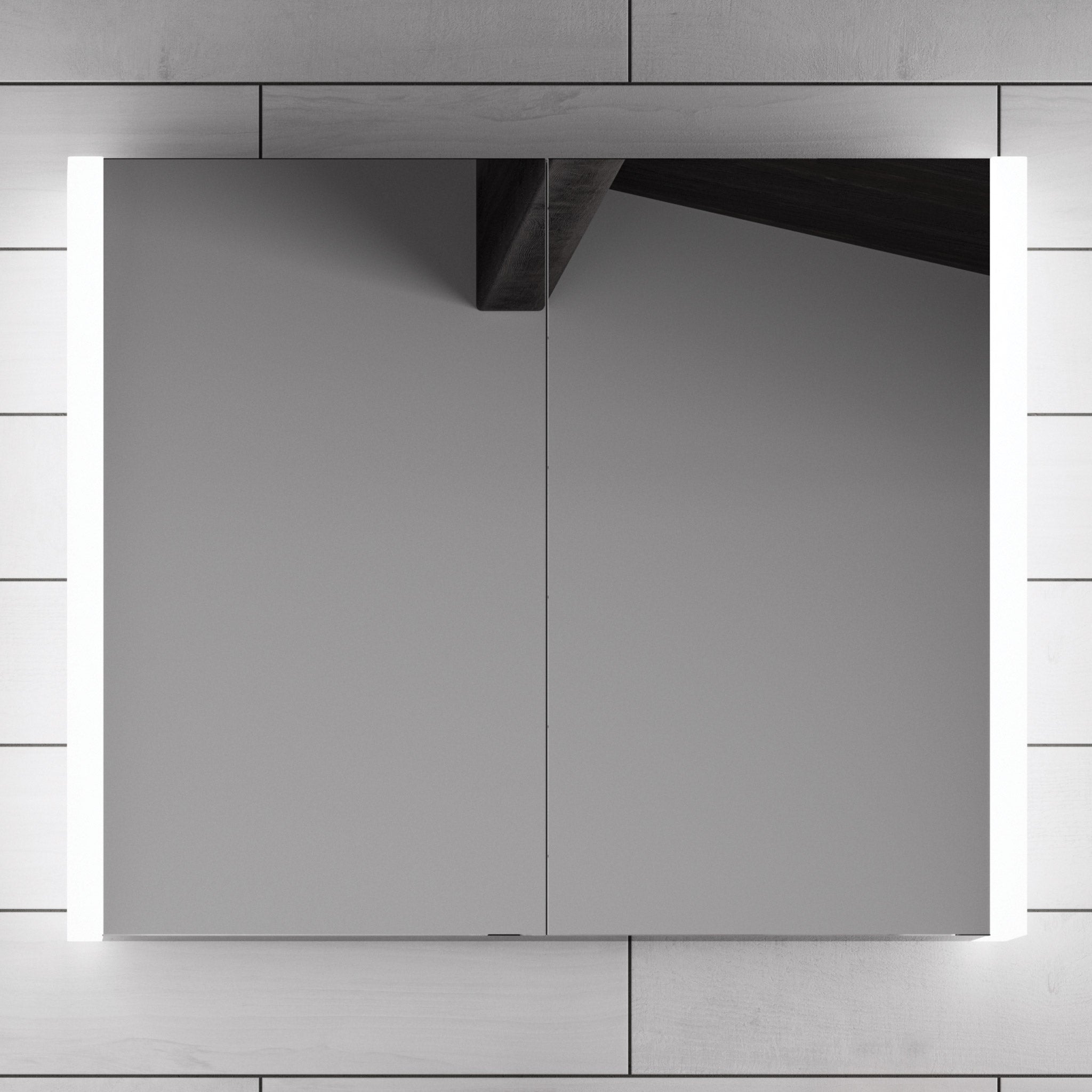 HiB Paragon 80 LED Demisting Aluminium Mirror Cabinet 86.4 x 70cm