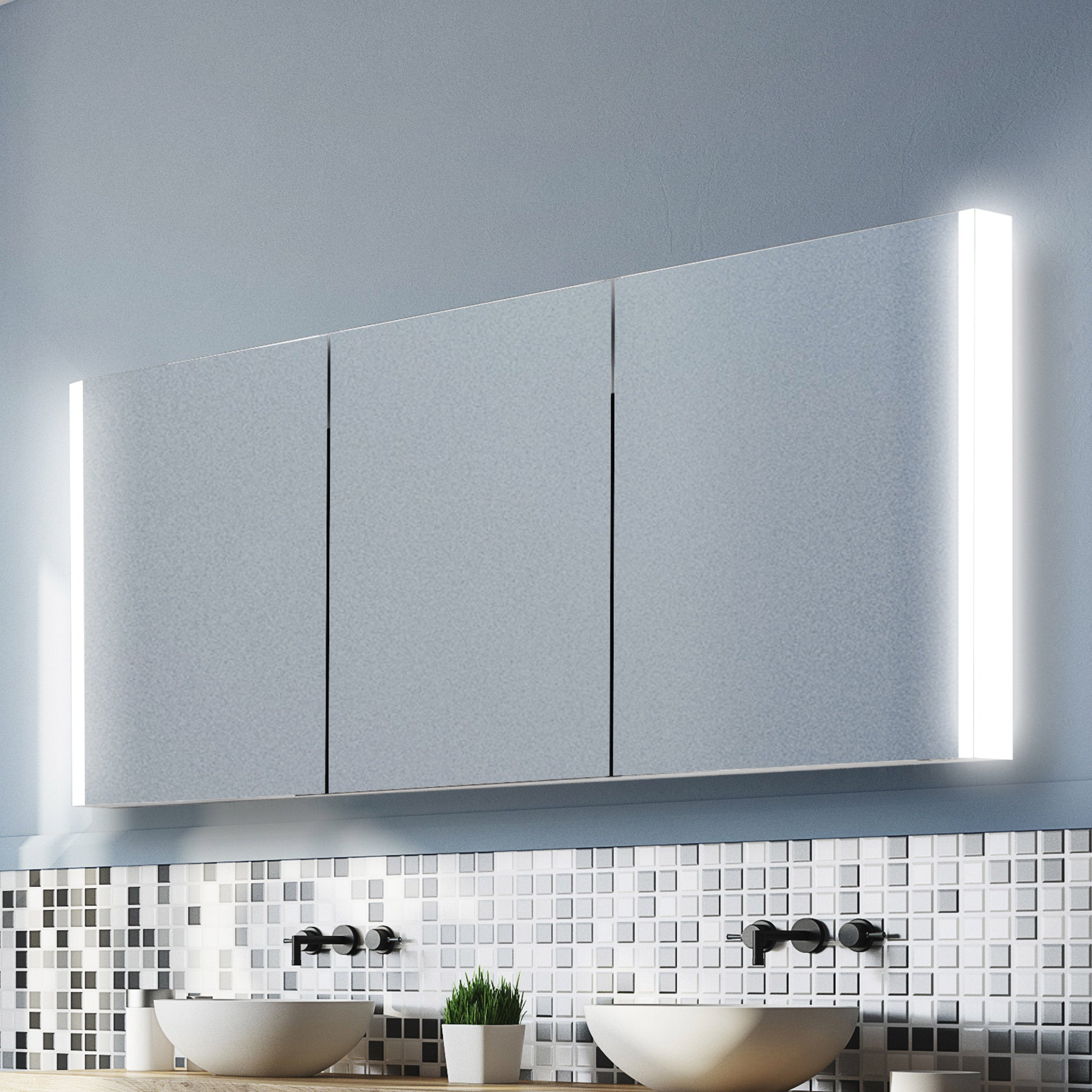 HiB Paragon 120 LED Demisting Aluminium Mirror Cabinet 126.4 x 70cm