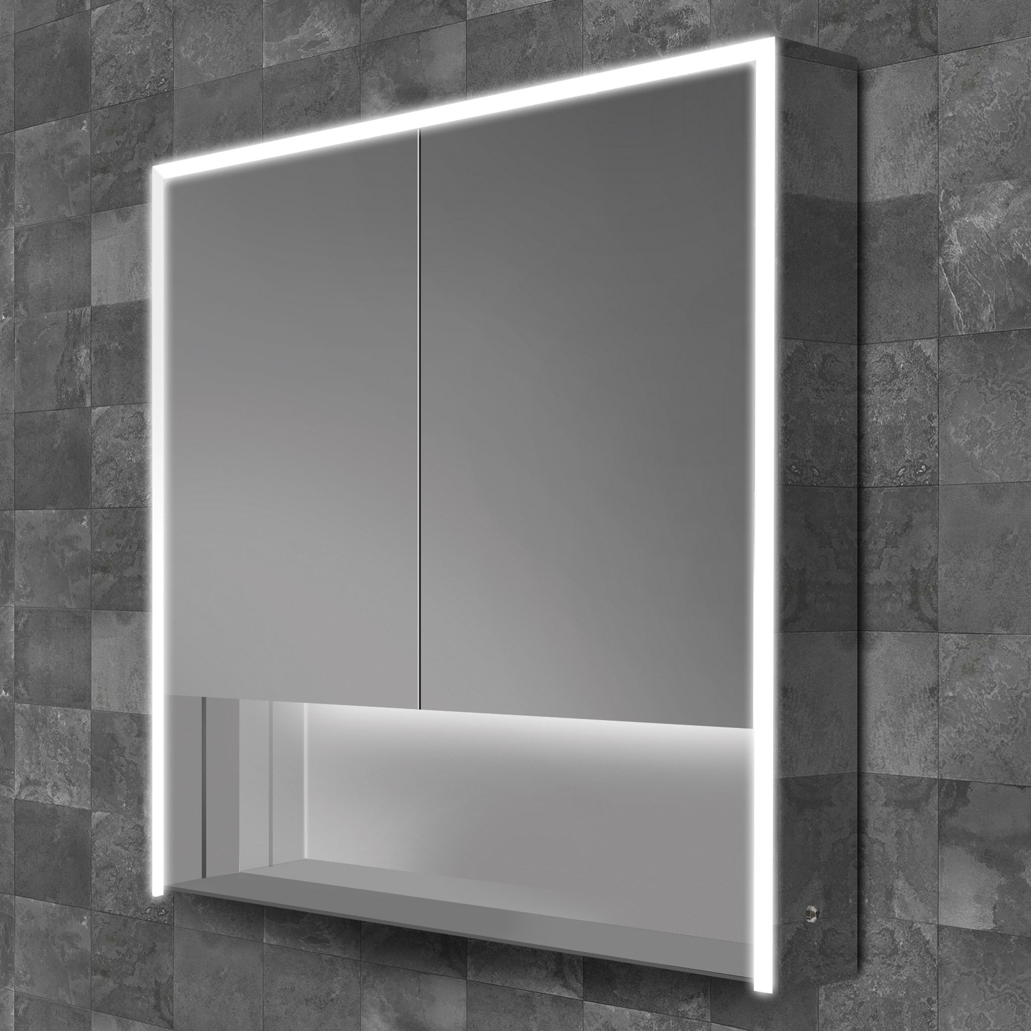 HiB Verve 80 LED Aluminium Mirror Cabinet 80 x 90cm