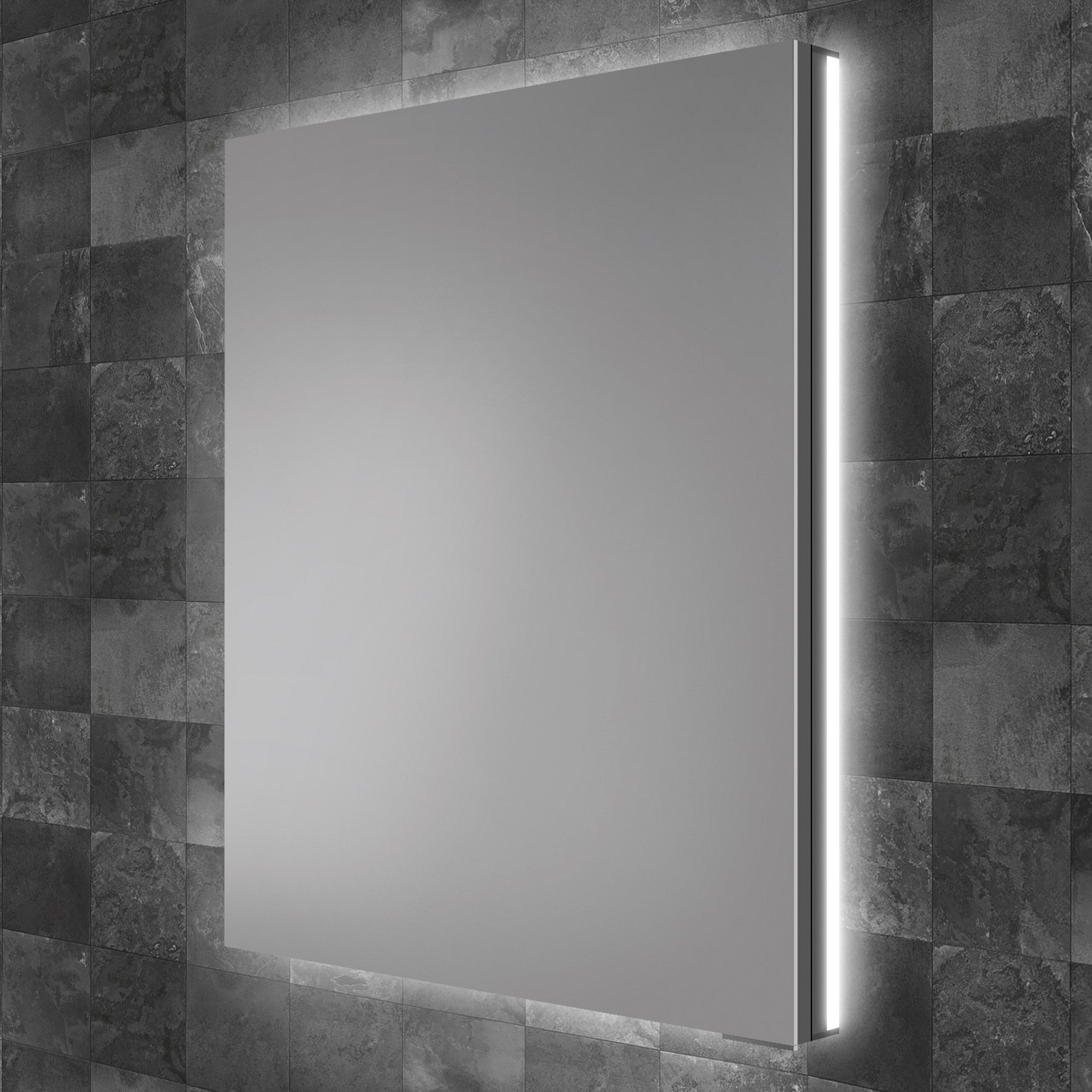 HiB Atrium 50 LED Semi-Recessed Aluminium Mirror Cabinet 50 x 70cm