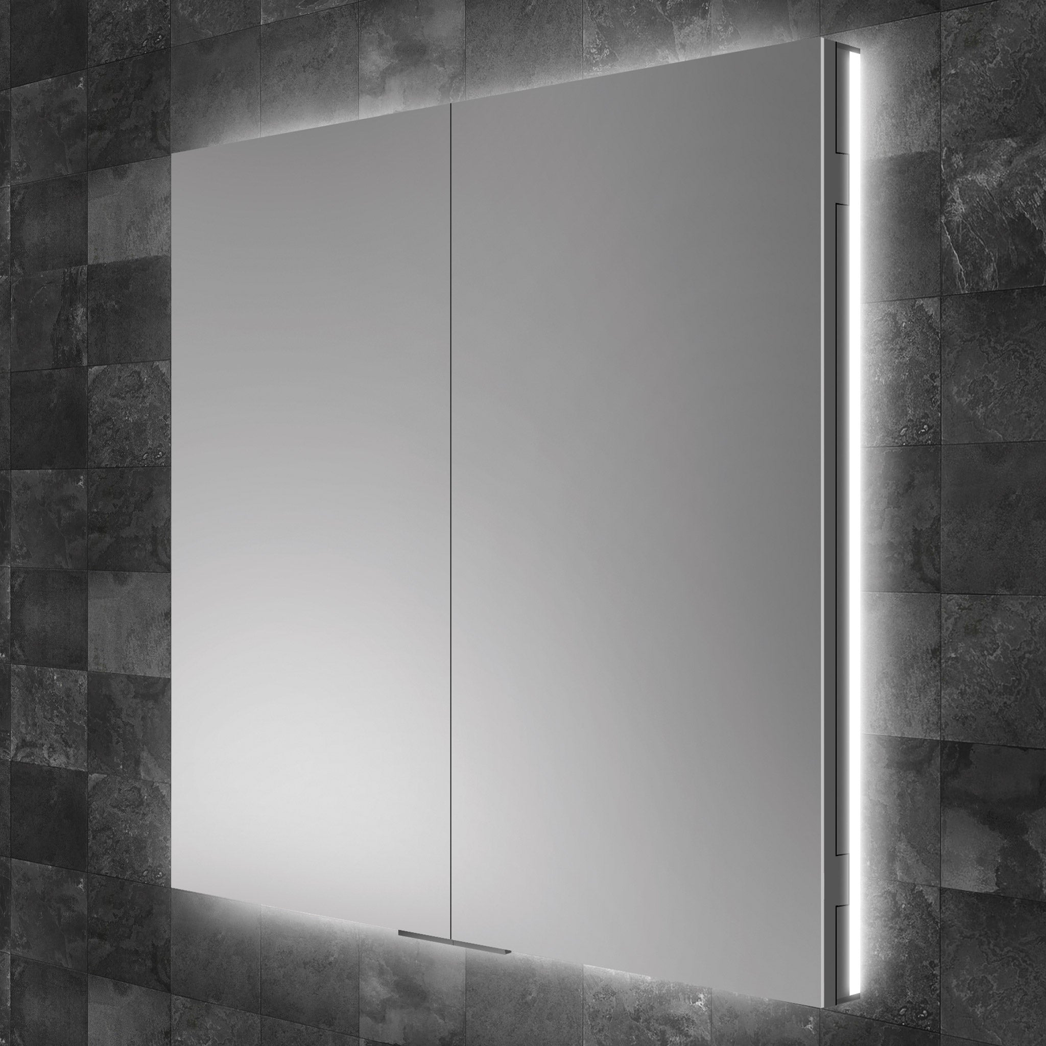 HiB Atrium 60 LED Semi-Recessed Aluminium Mirror Cabinet 60 x 70cm