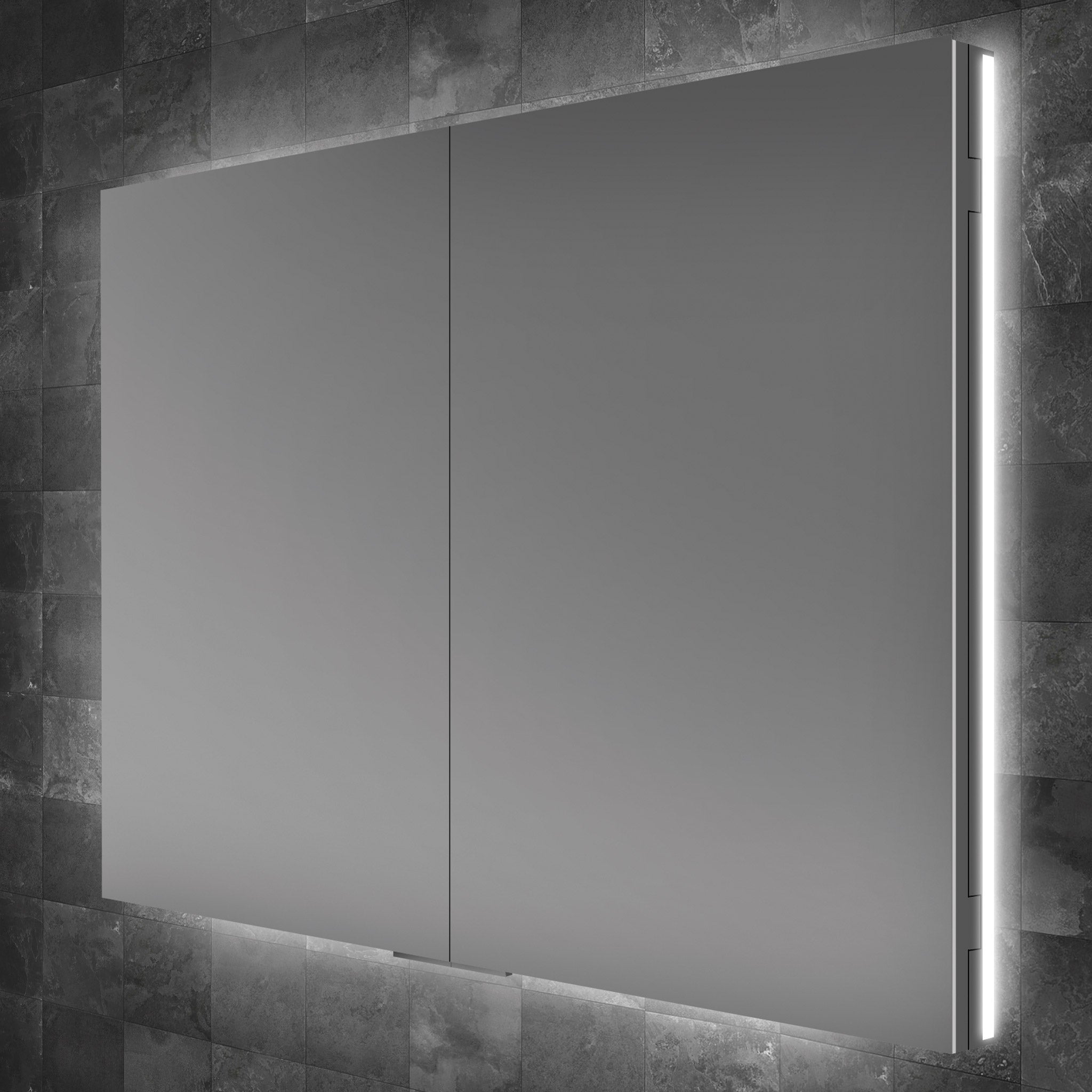 HiB Atrium 80 LED Semi-Recessed Aluminium Mirror Cabinet 80 x 70cm