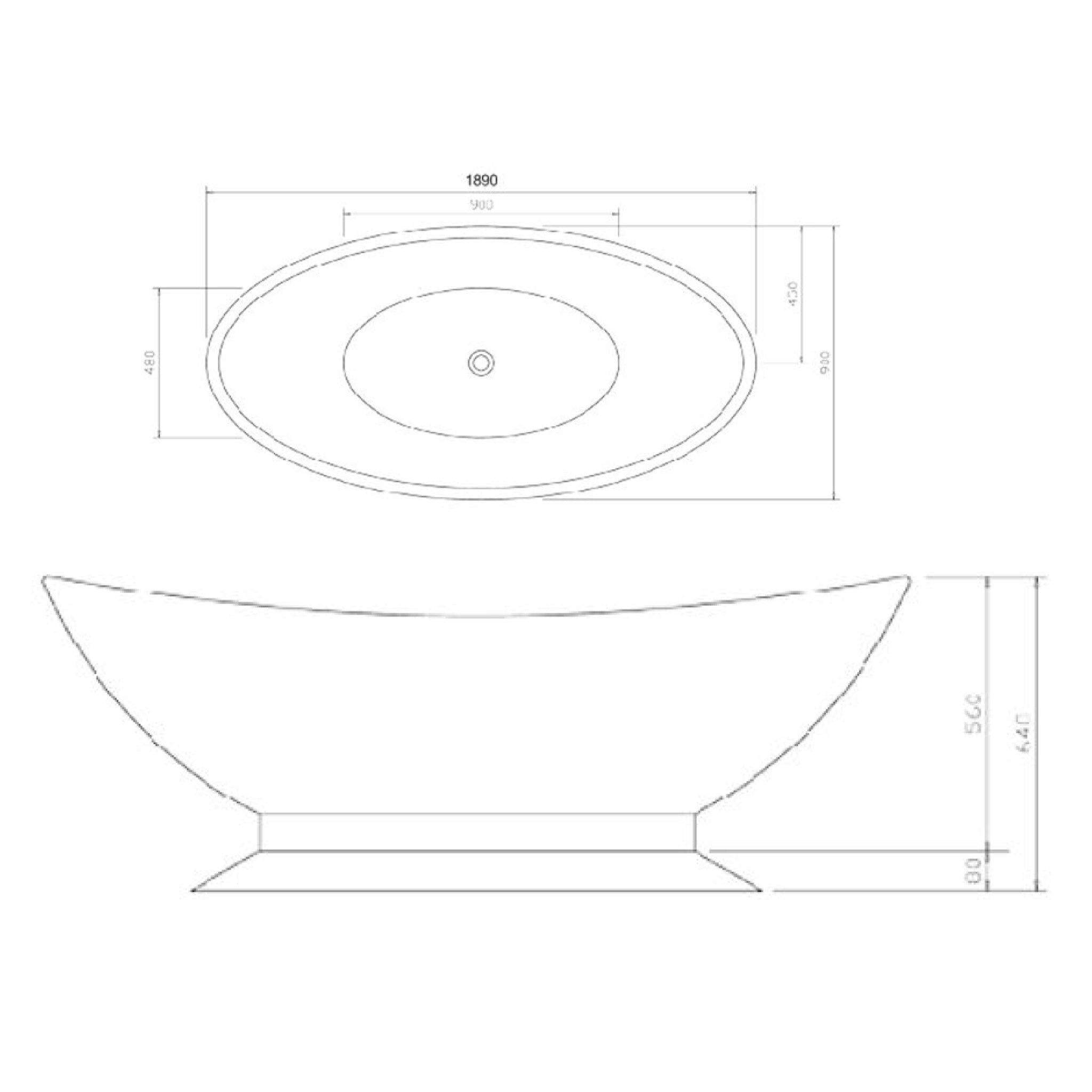 BC Designs Kurv Double Ended Cian Bath 1890 x 900mm