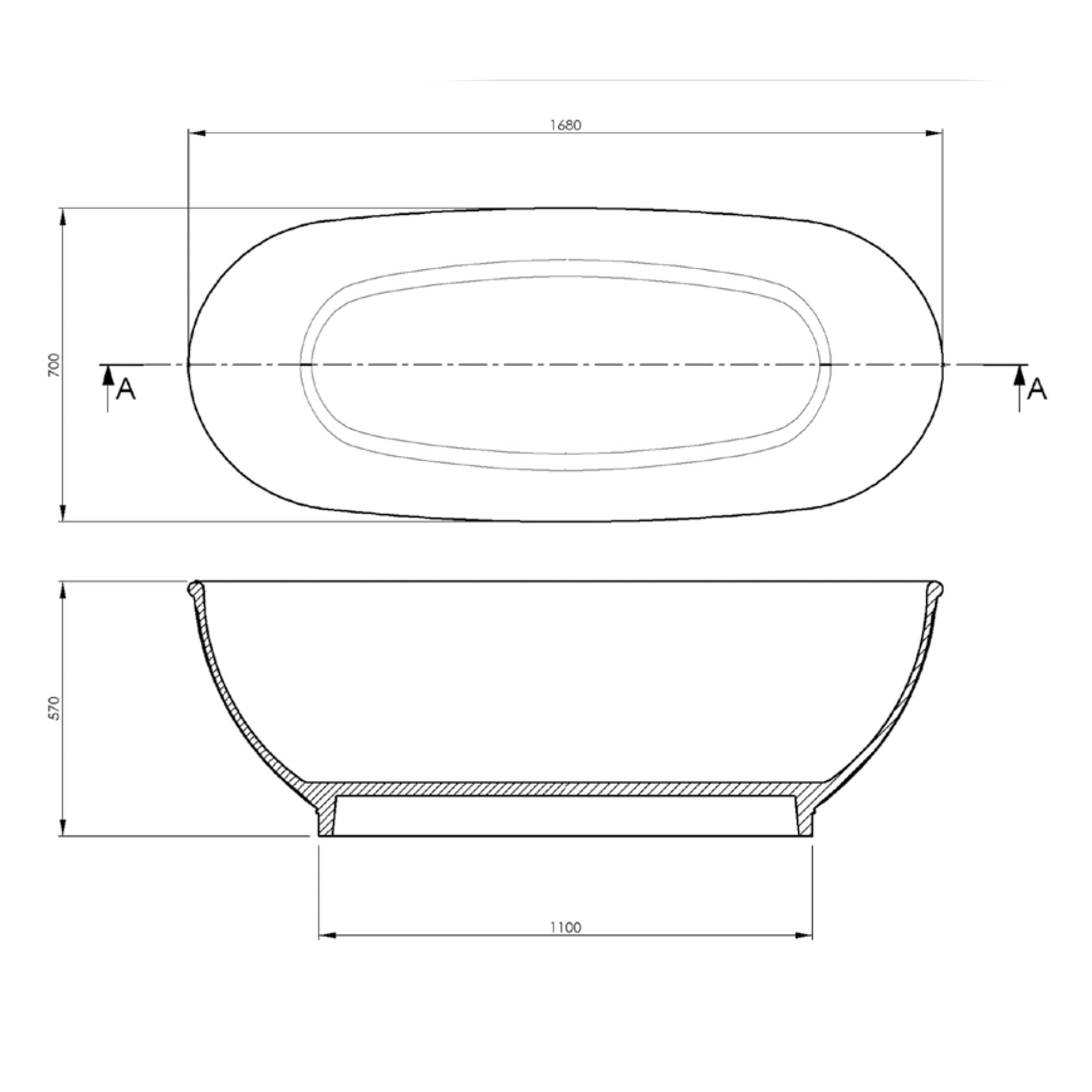 BC Designs Casini Double Ended Cian Bath 1680 x 750mm