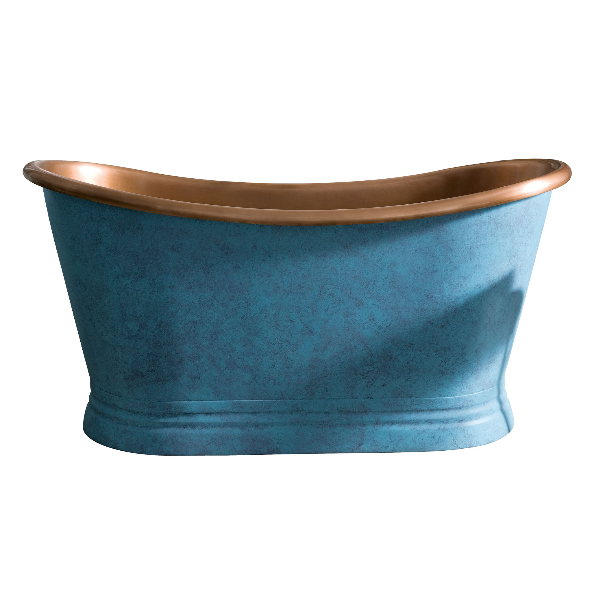 BC Designs Patinata Blue Copper Boat Double Ended Roll Top Bath