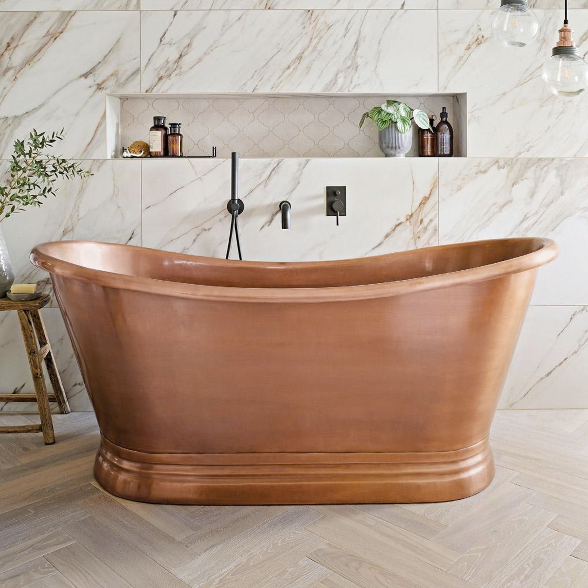 BC Designs Antique Copper Boat Double Ended Roll Top Bath