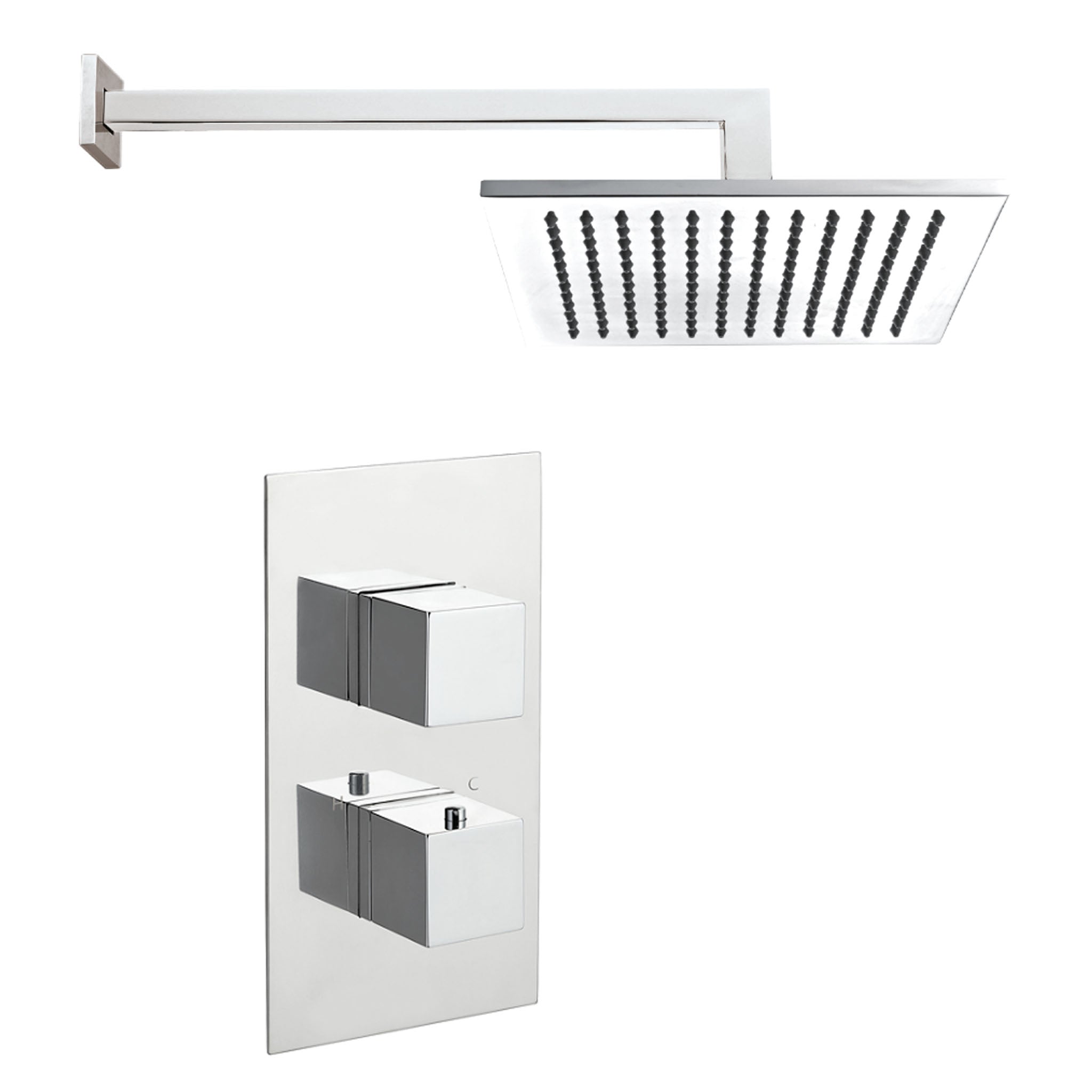 JTP Athena Square Thermostatic Shower Valve With Overhead Shower