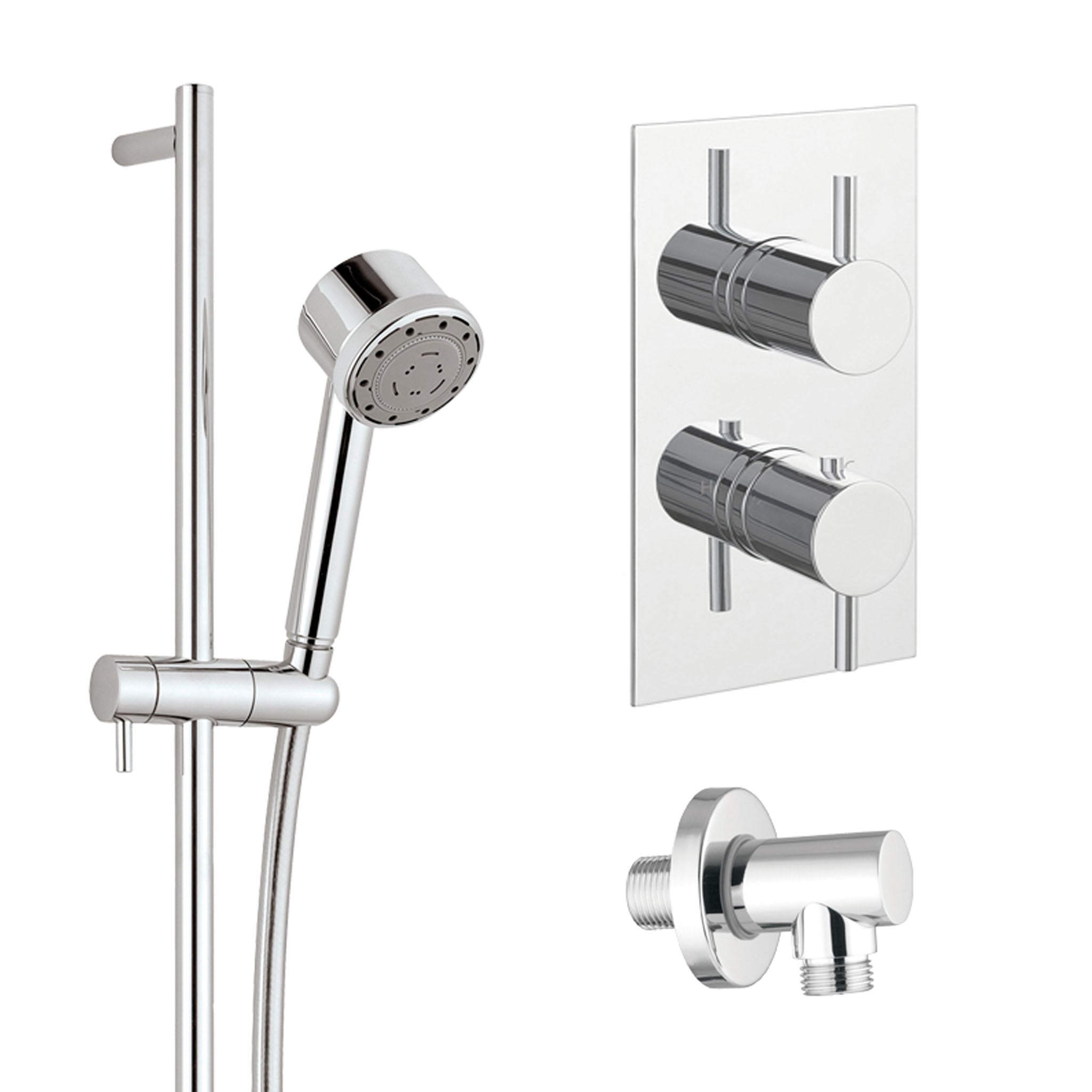 JTP Florence Wall Mounted Round Thermostatic Shower Valve With Slider Rail Kit