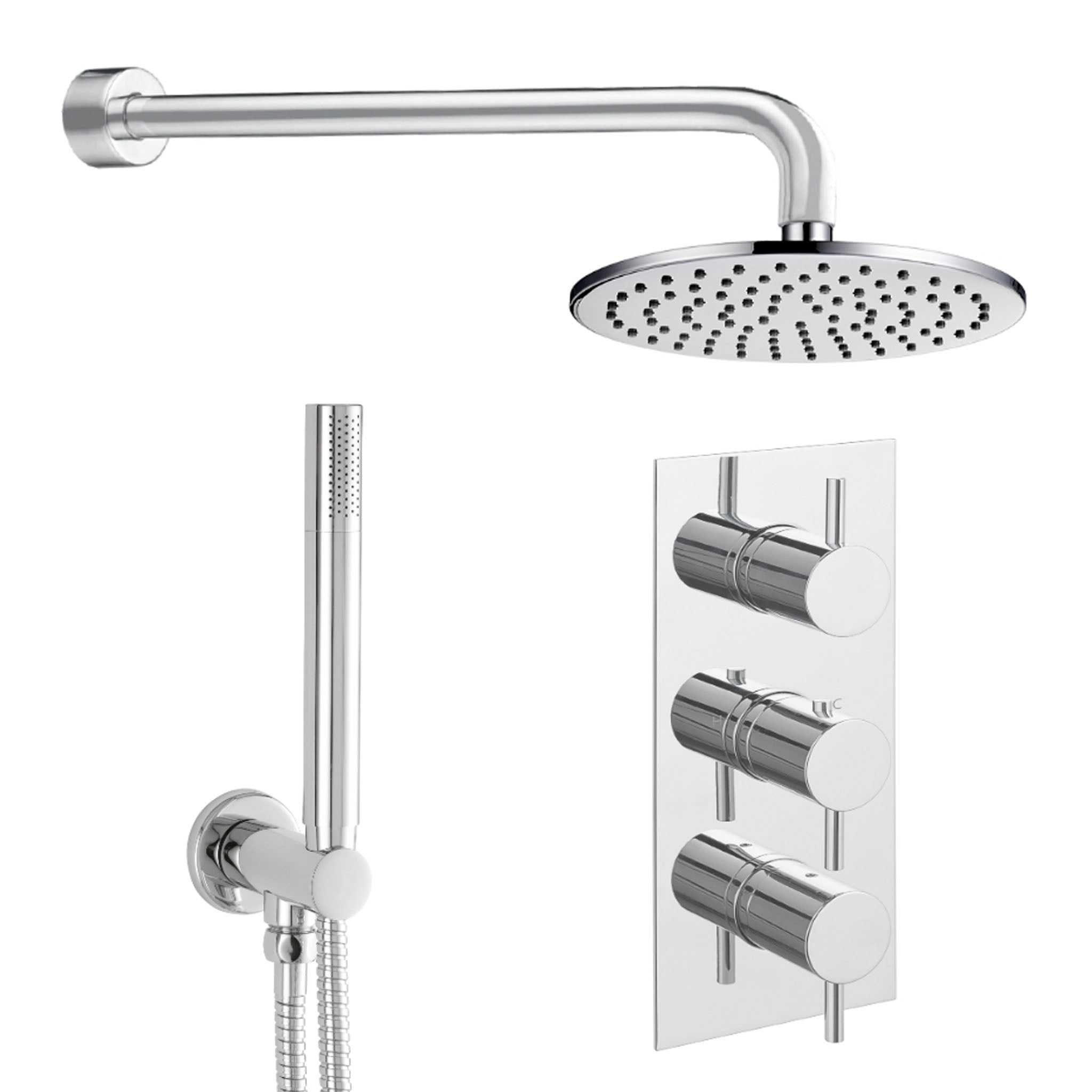 JTP Florence Thermostatic Shower Valve With Overhead Shower & Fixed Shower Hand Set