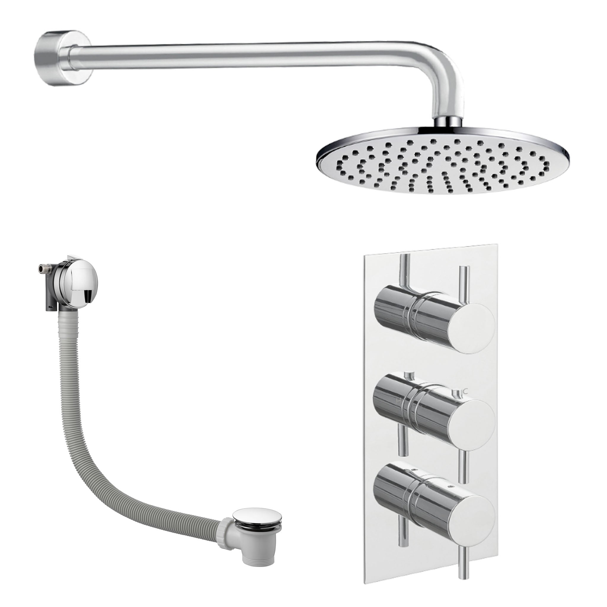 JTP Florence Round Thermostatic Shower Valve With Hand Shower & Bath Filler