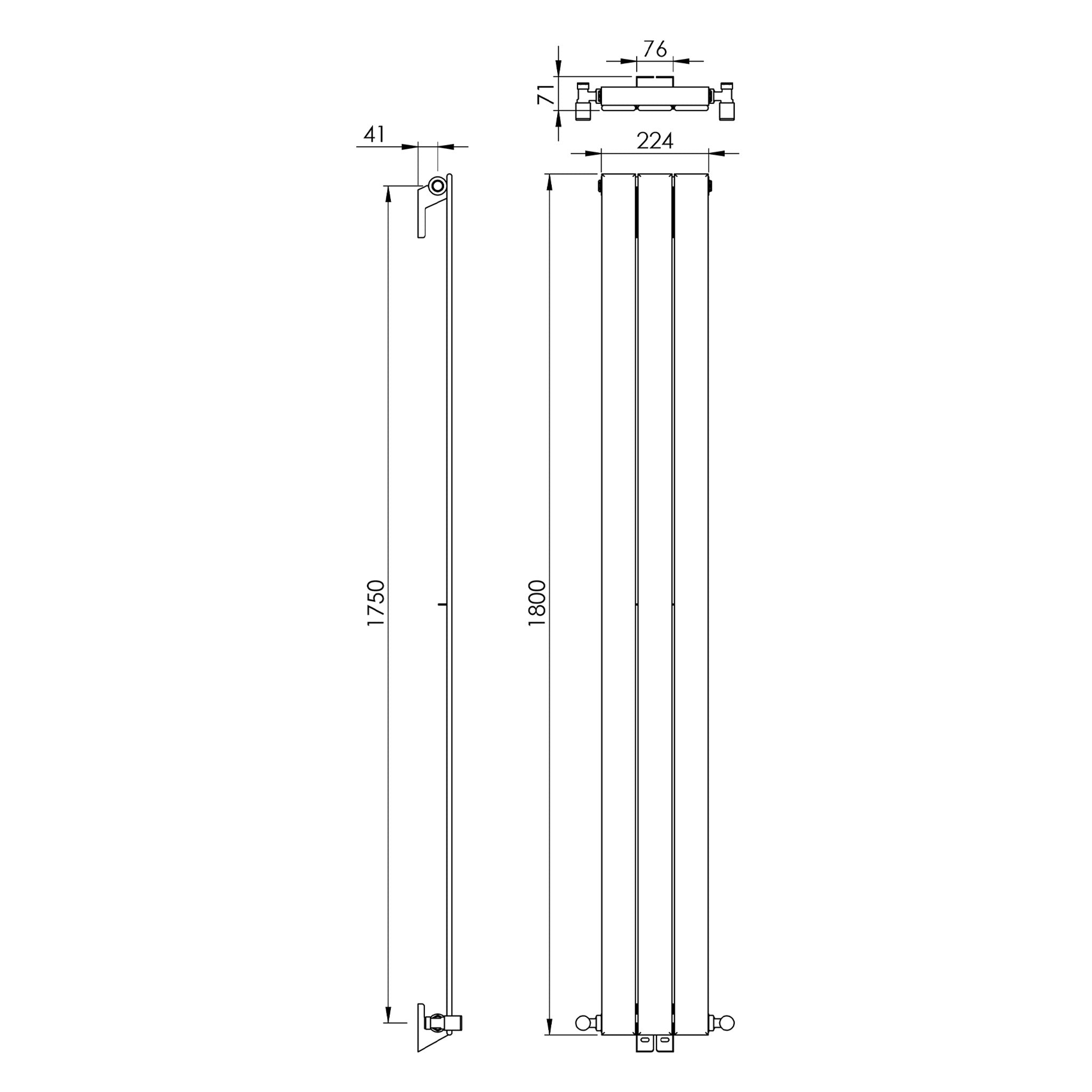 Vogue Fly Line Vertical Wall Mounted Radiator