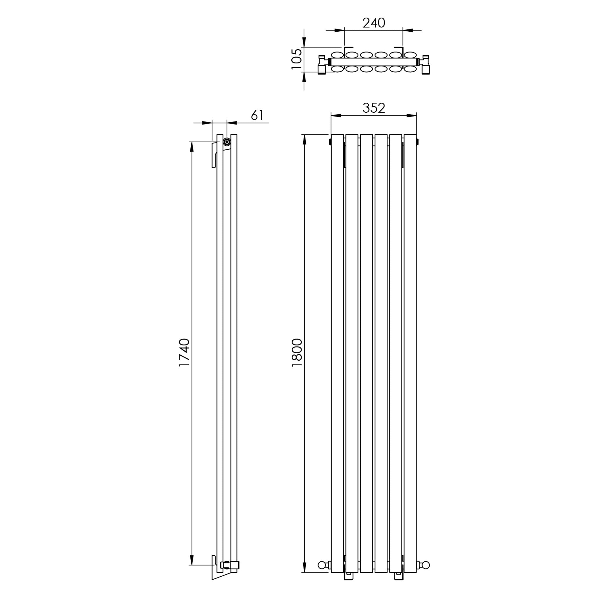 Vogue Lure Double Wall Mounted Radiator 1800 x 352mm