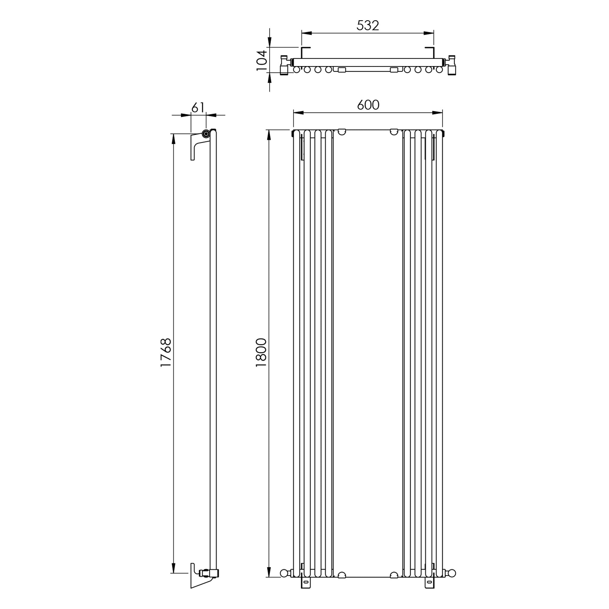 Vogue Vision Wall Mounted Radiator 1800 x 600mm