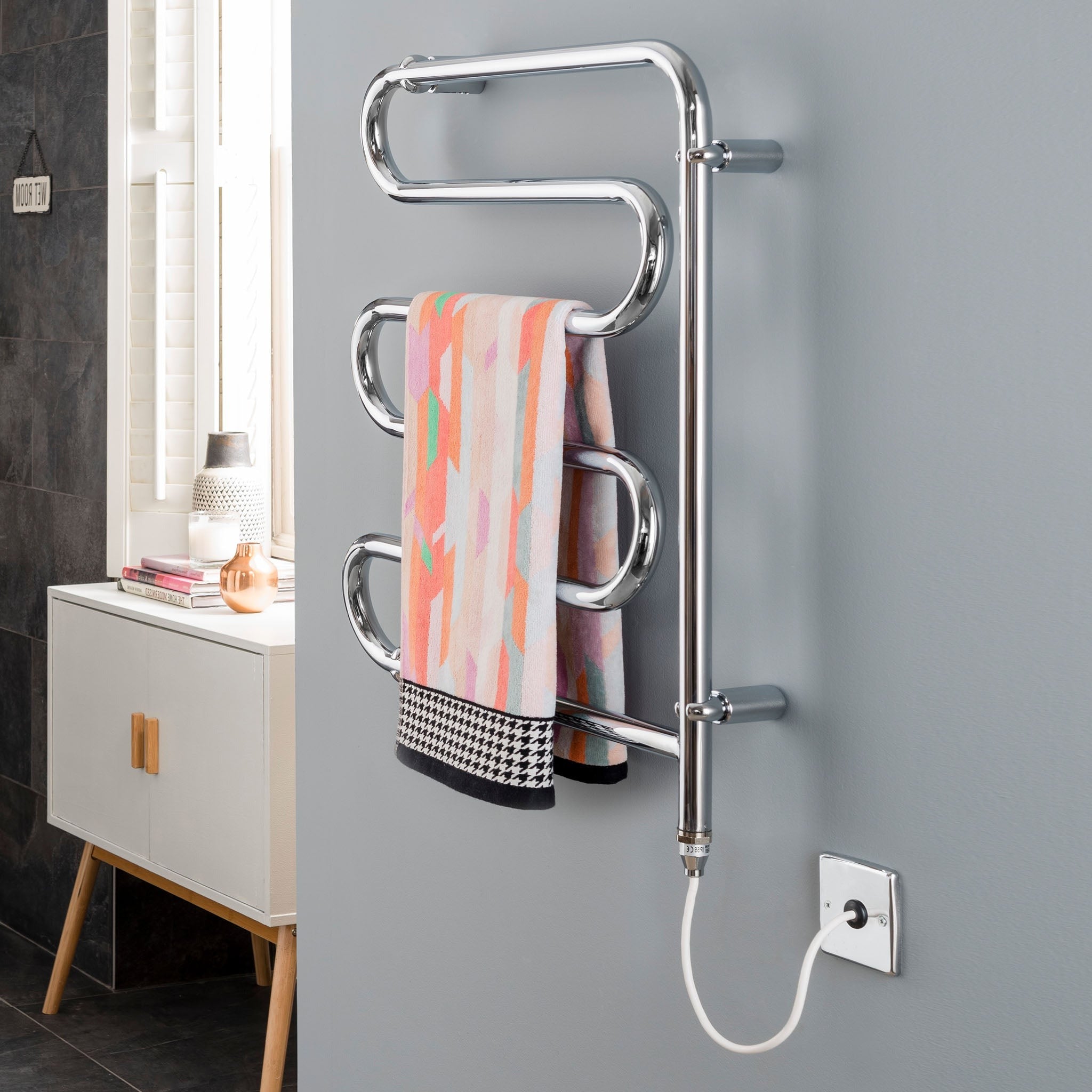 Vogue Comfort Electric Wall Mounted Heated Towel Rail 675 x 545mm