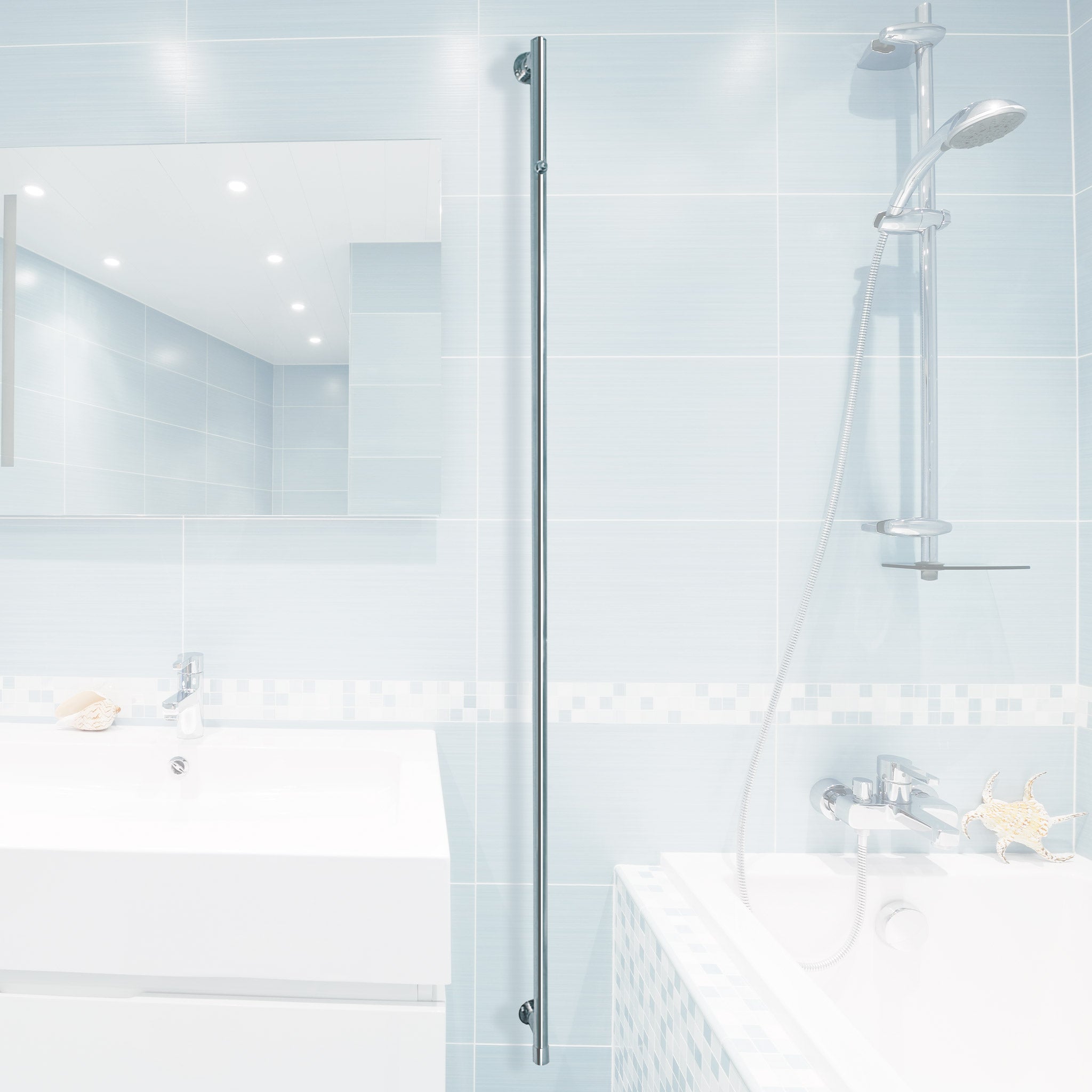 Vogue Simplicity Integral Valve Wall Mounted Heated Towel Rail 1700 x 50mm