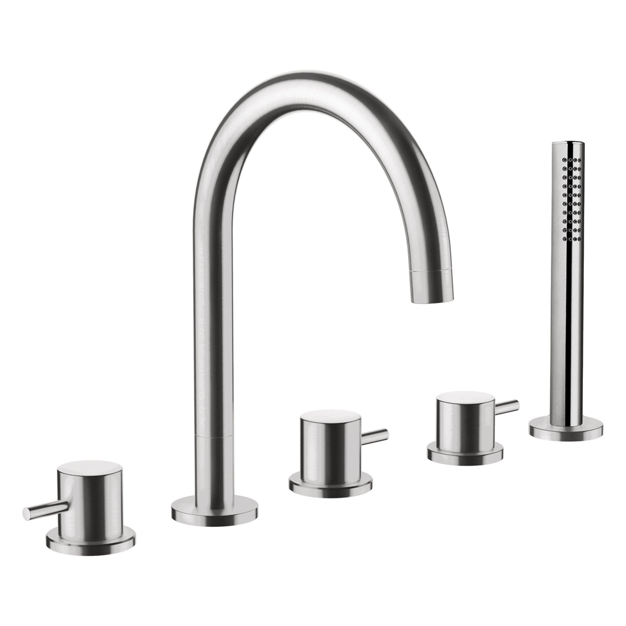 JTP Inox 5 Hole Bath Shower Mixer Tap With Extractable Hand Shower Swivel Spout & Diverter