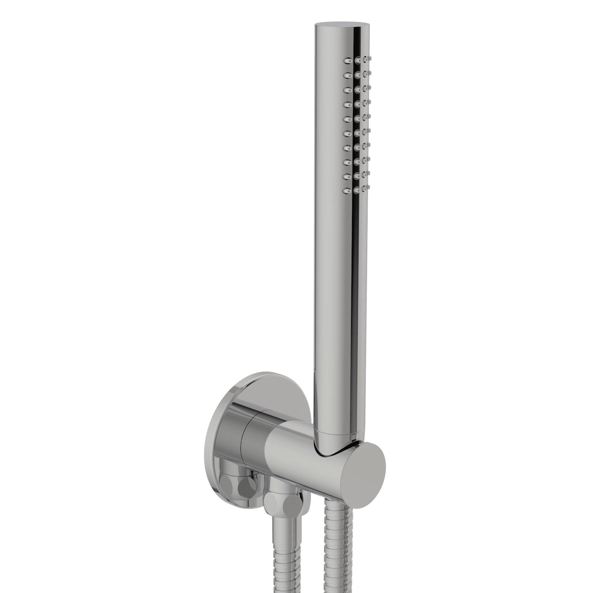 JTP Inox Round Water Outlet With Holder, Metal Hose & Slim Hand Shower