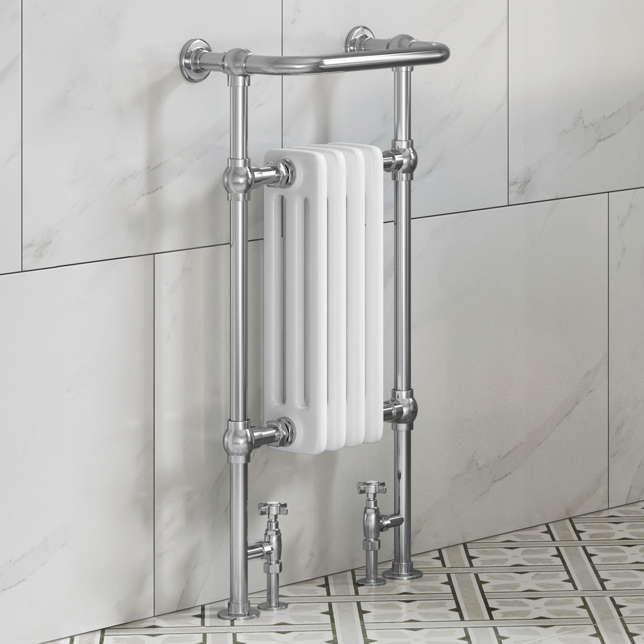MyLife Romsey Traditional Floor Mounted Heated Towel Rail 952 x 479 x 235mm