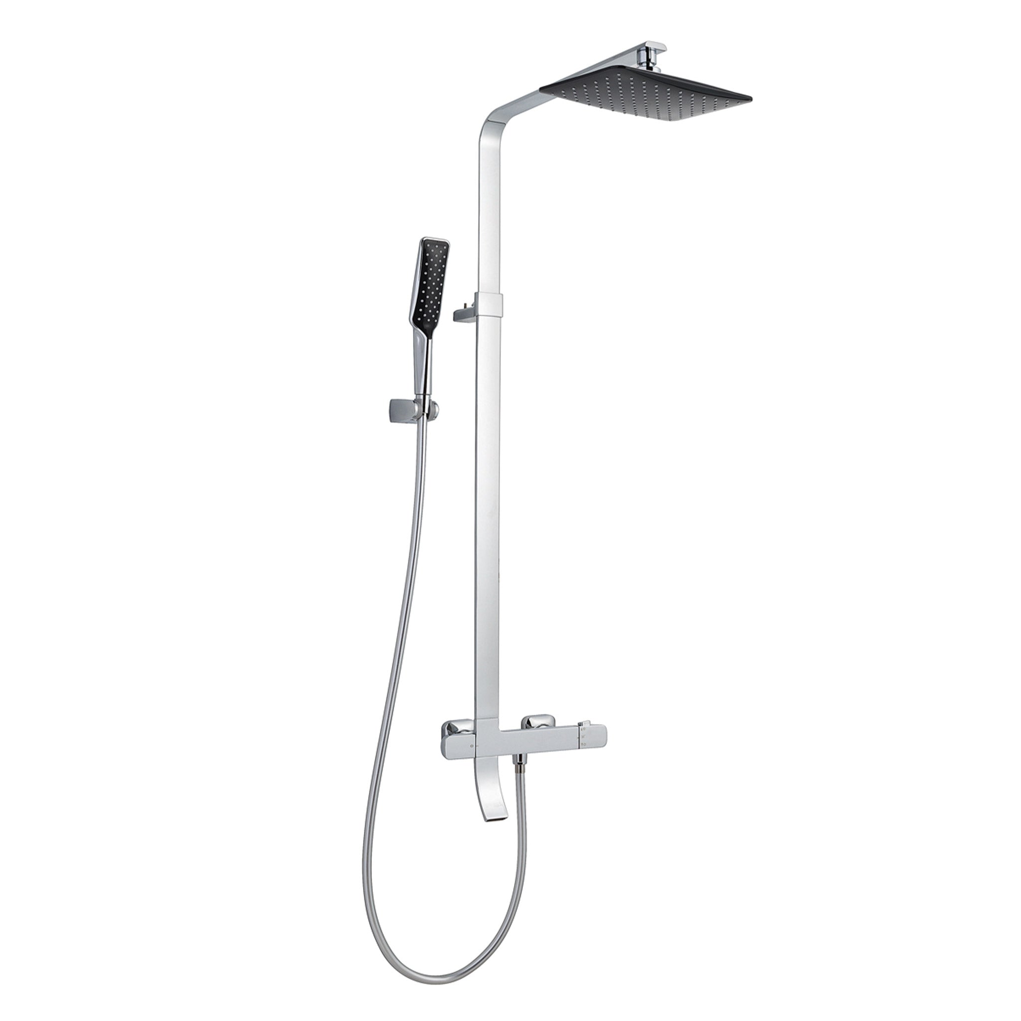 JTP Thermostatic Shower Pole With Overhead Shower Hand Shower & Bath Spout